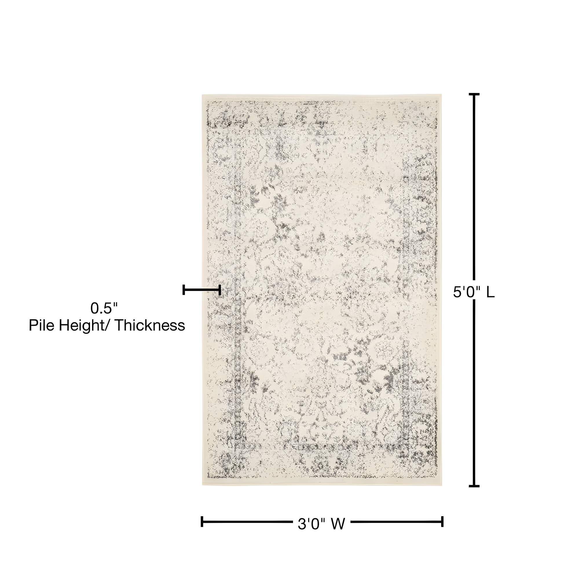 Adirondack ADR109 Machine Made Indoor Accent Rug - Ivory/Silver - 3'x5' - Safavieh