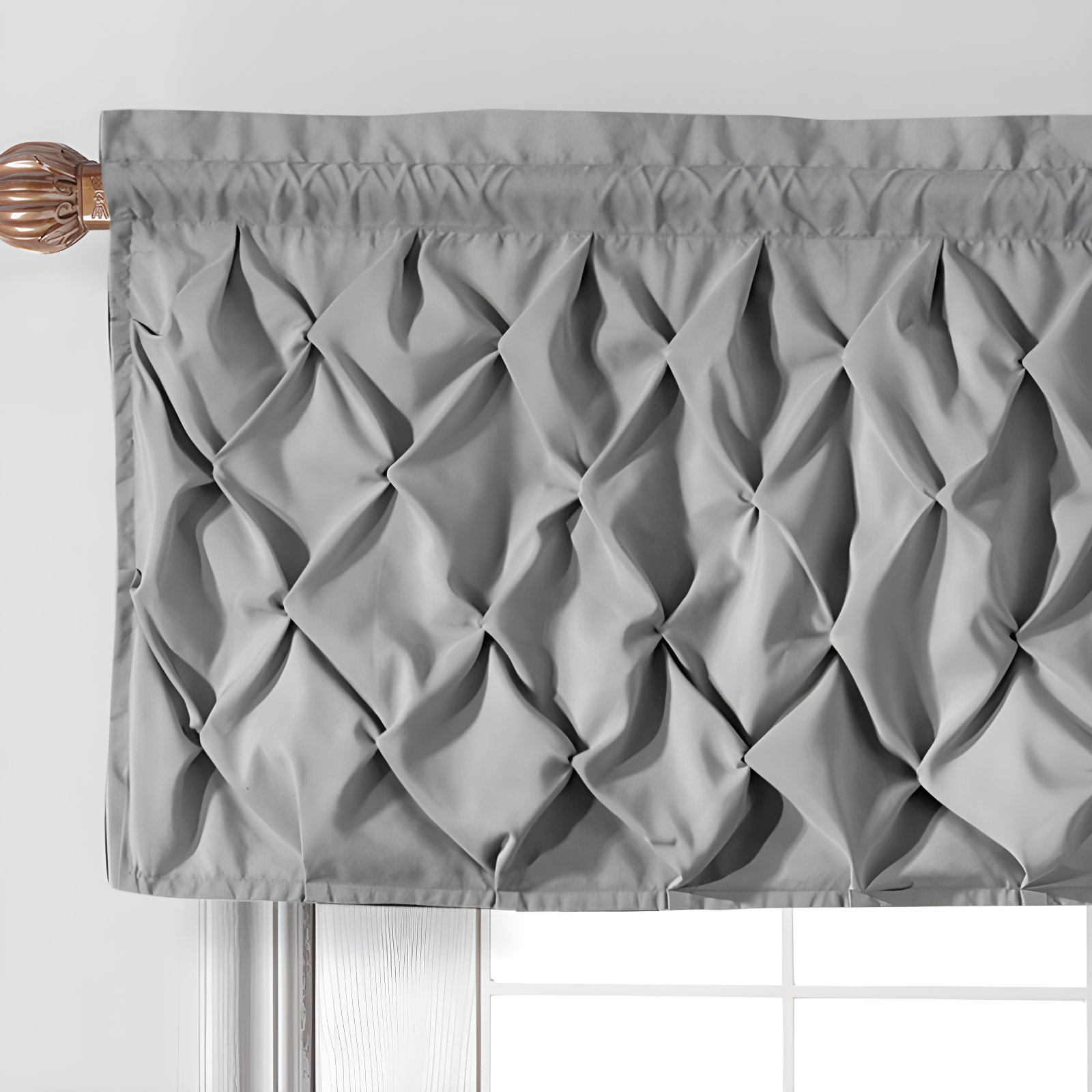 Carmen Solid Pintuck Curtain Valance, 60" x 20"