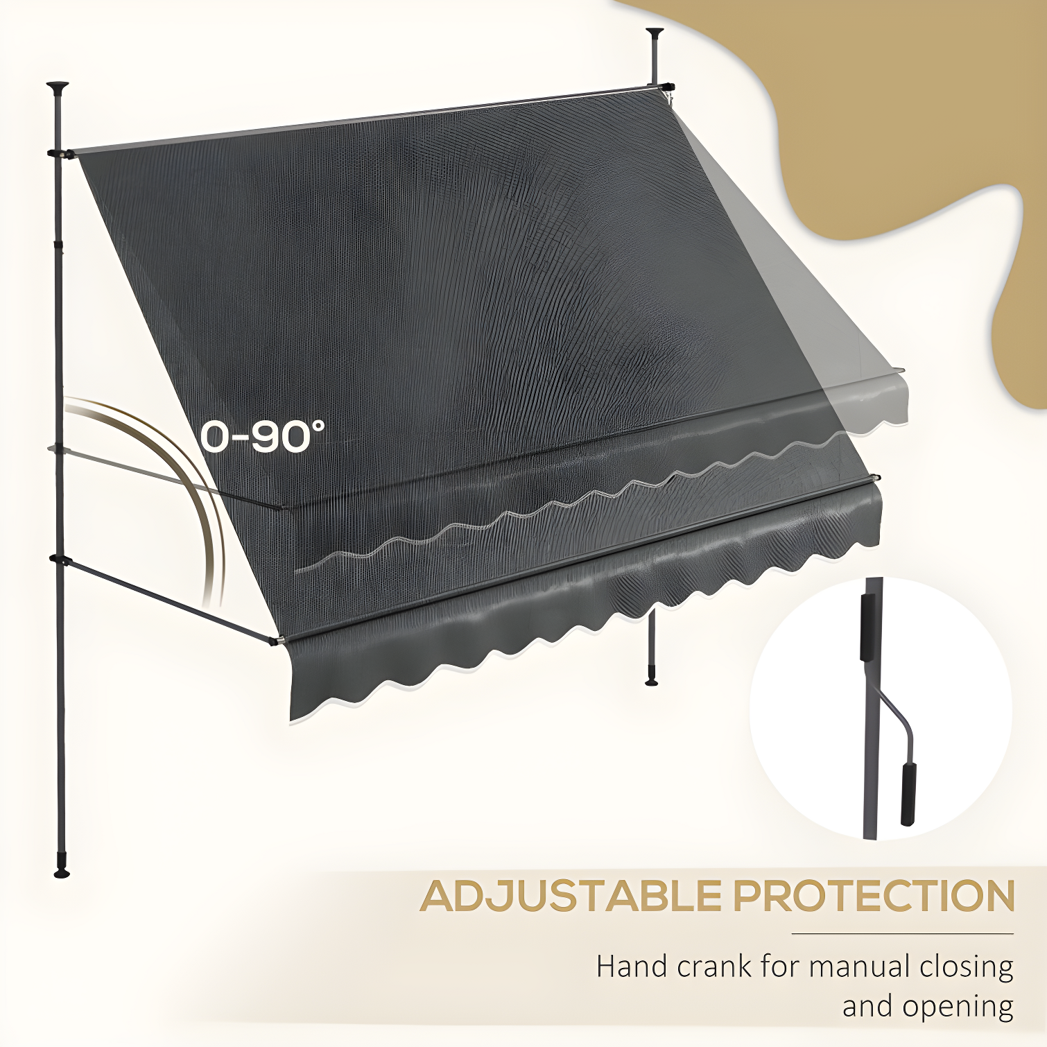 Outsunny D Polyester Cover Retractable Patio Awning
