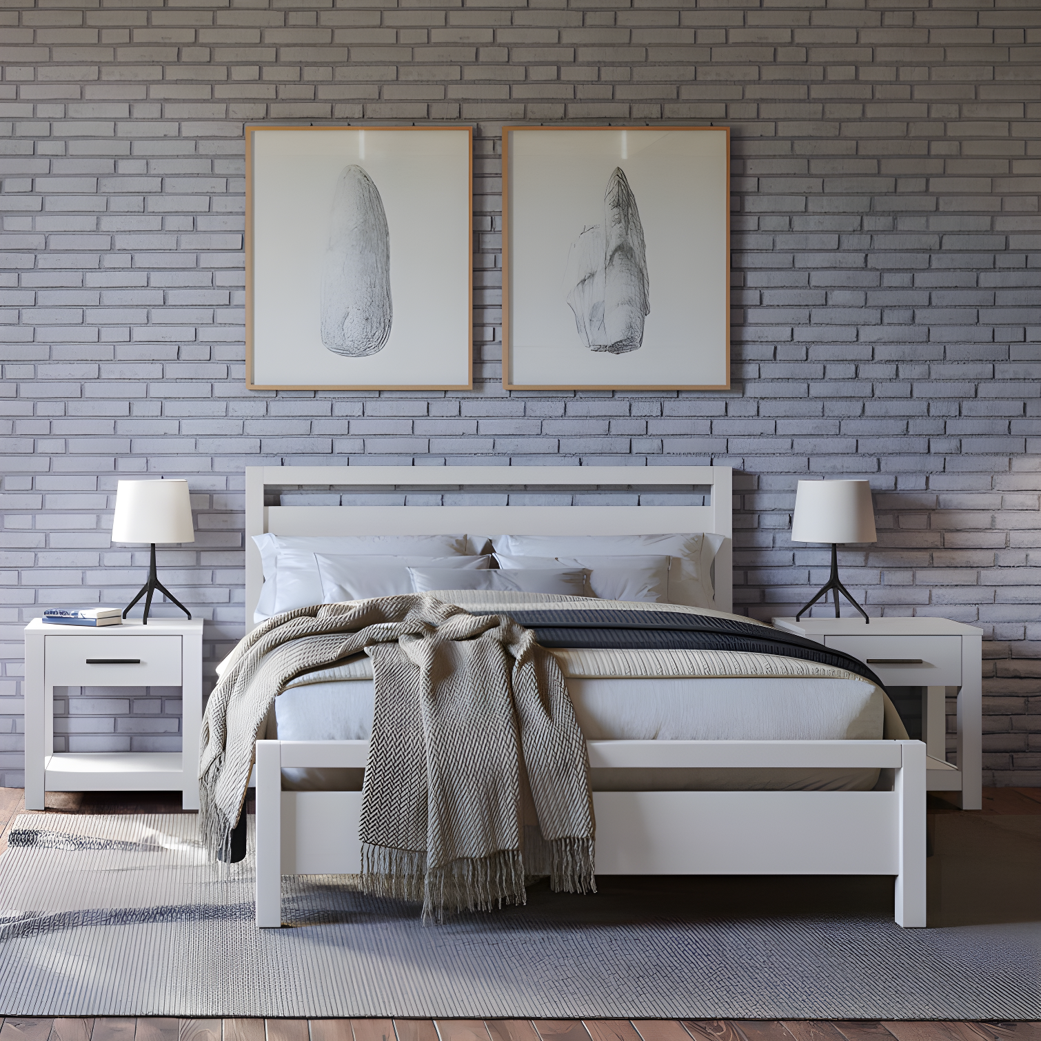Loft Solid Wood Panel Bed