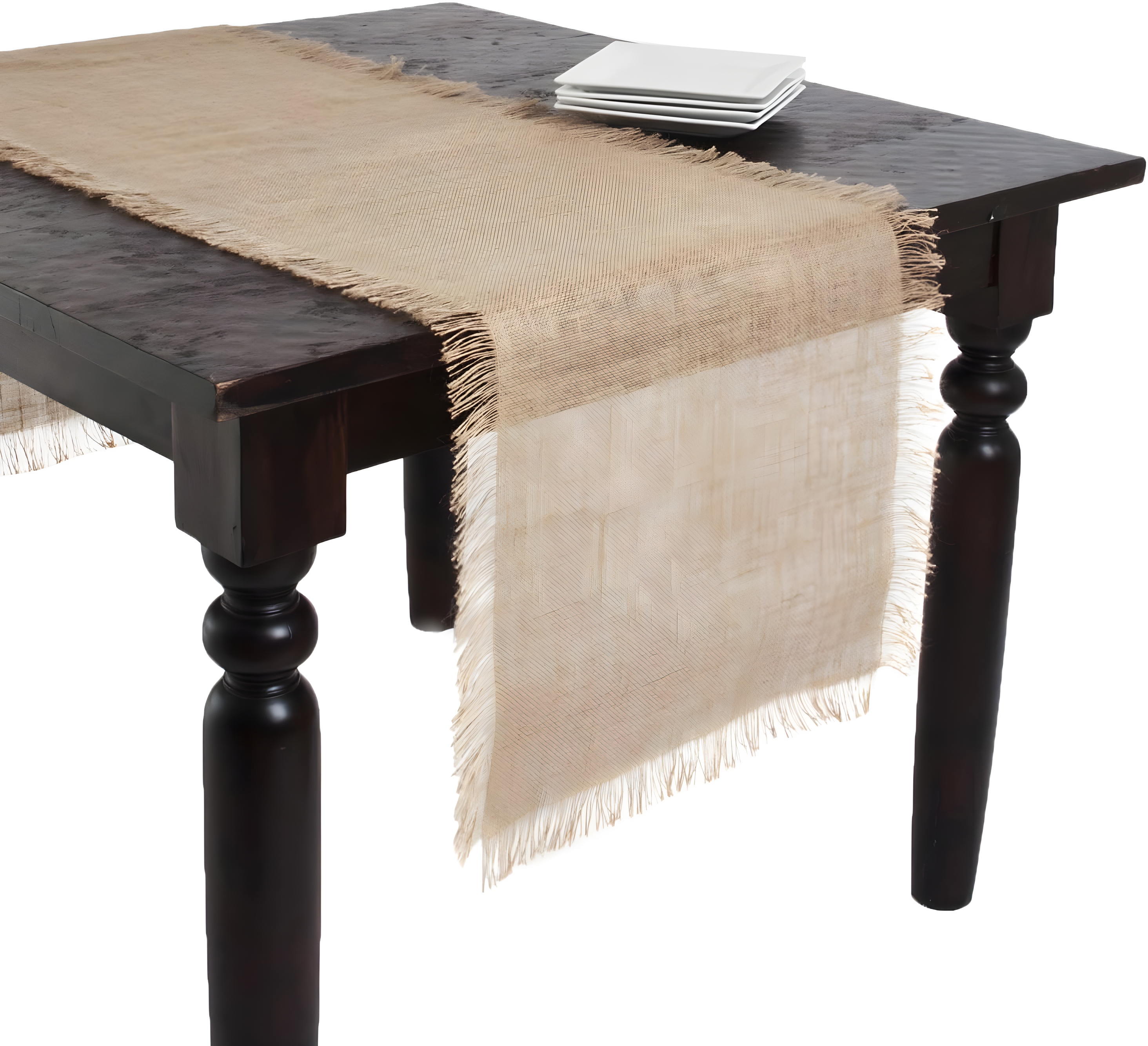 Fringed Jute Runner Natural (20"x70"): Saro Lifestyle, Woven Texture, Playful Edges, Rustic Charm
