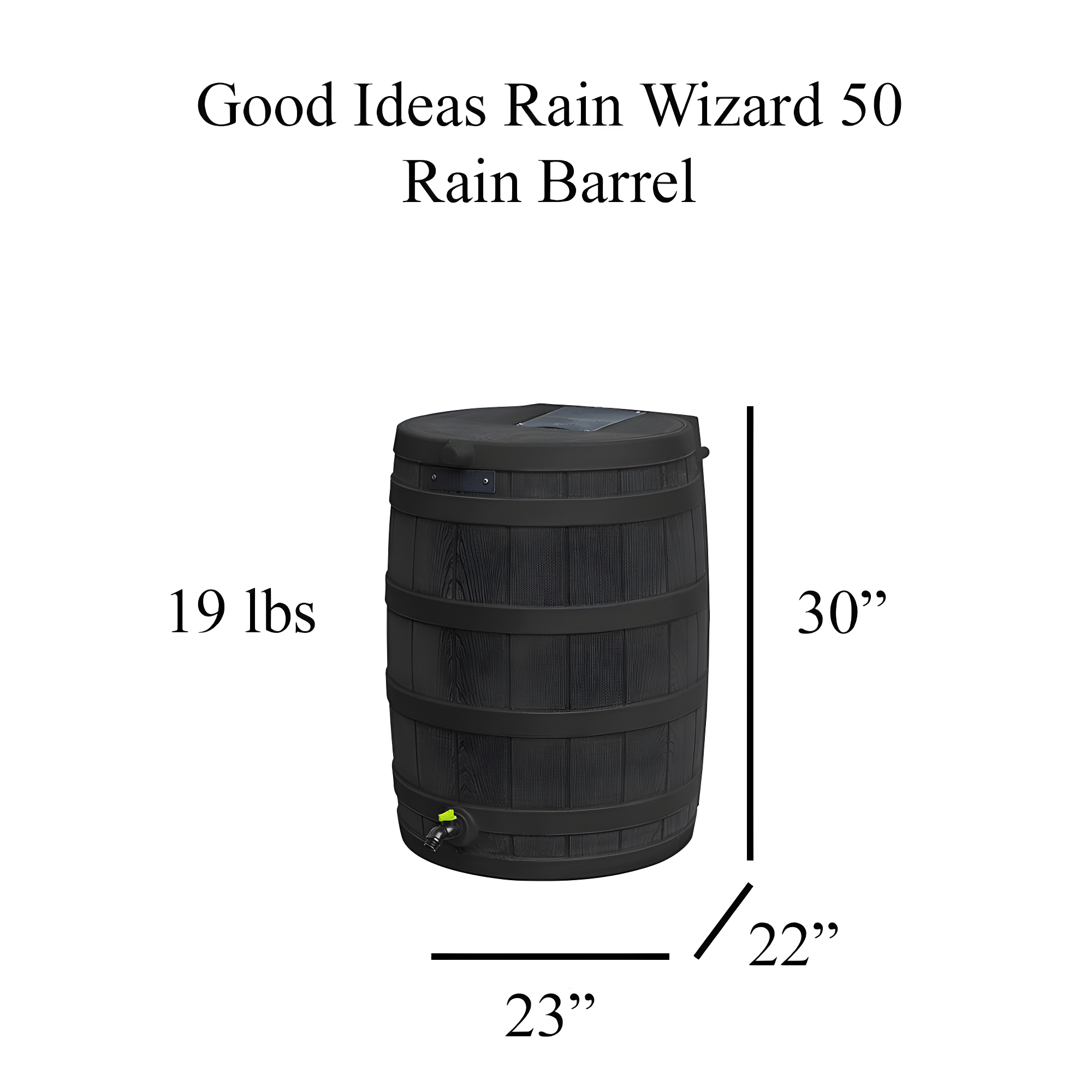 Good Ideas 50 Gallons Plastic Drainable Dual Overflow Rain Barrel