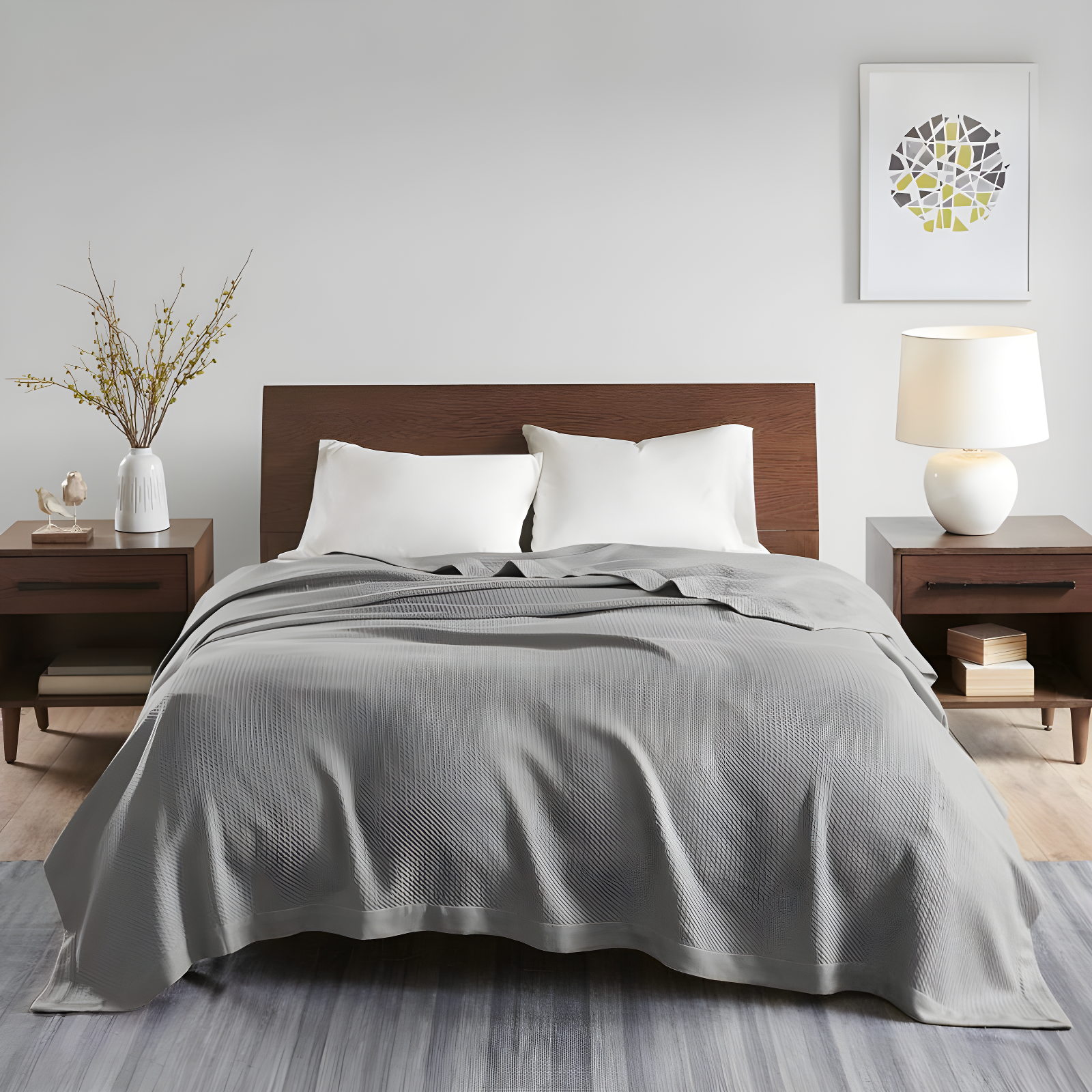 King Textured Cotton Blanket Gray