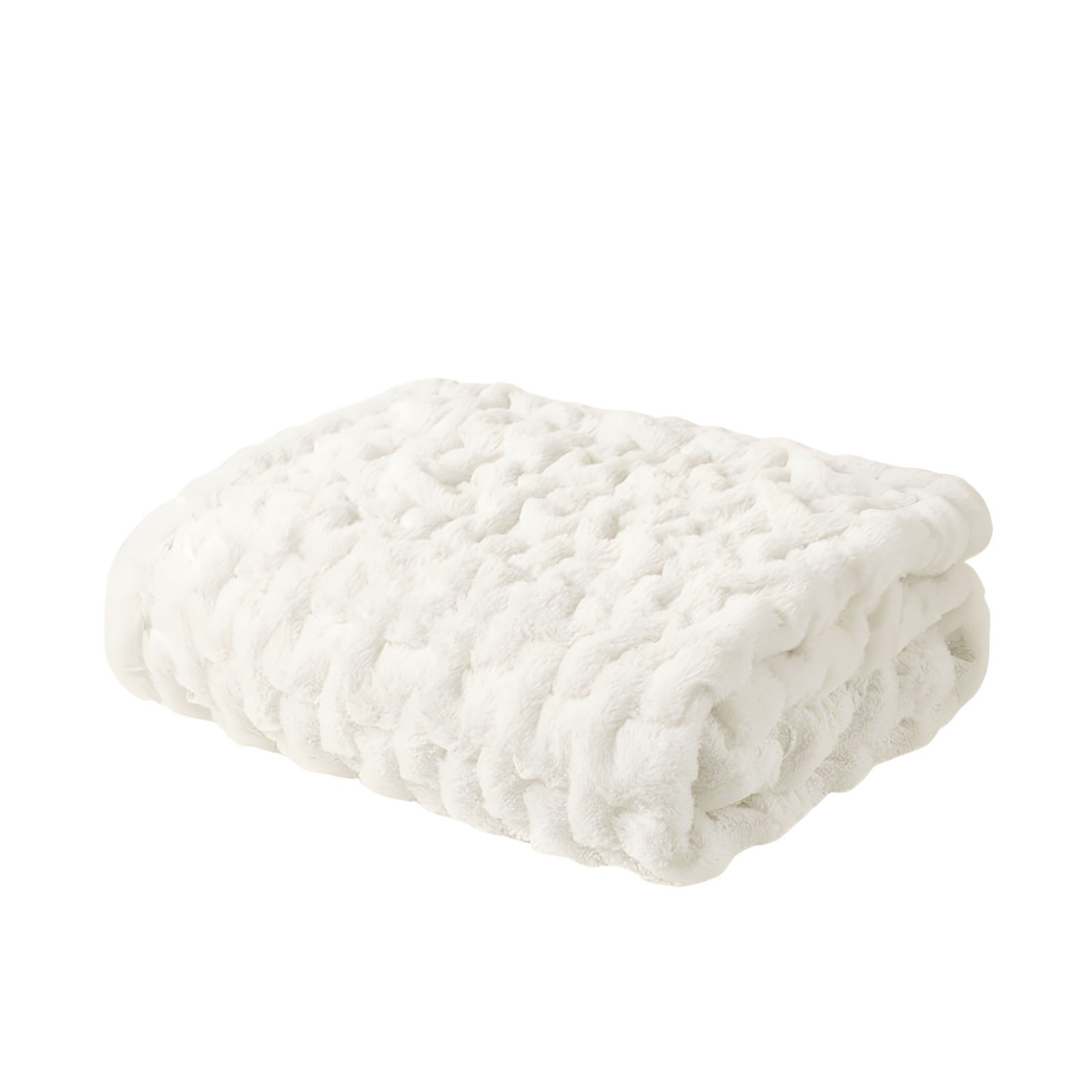 Madison Park Ivory Ruched Fur Throw 50x60"