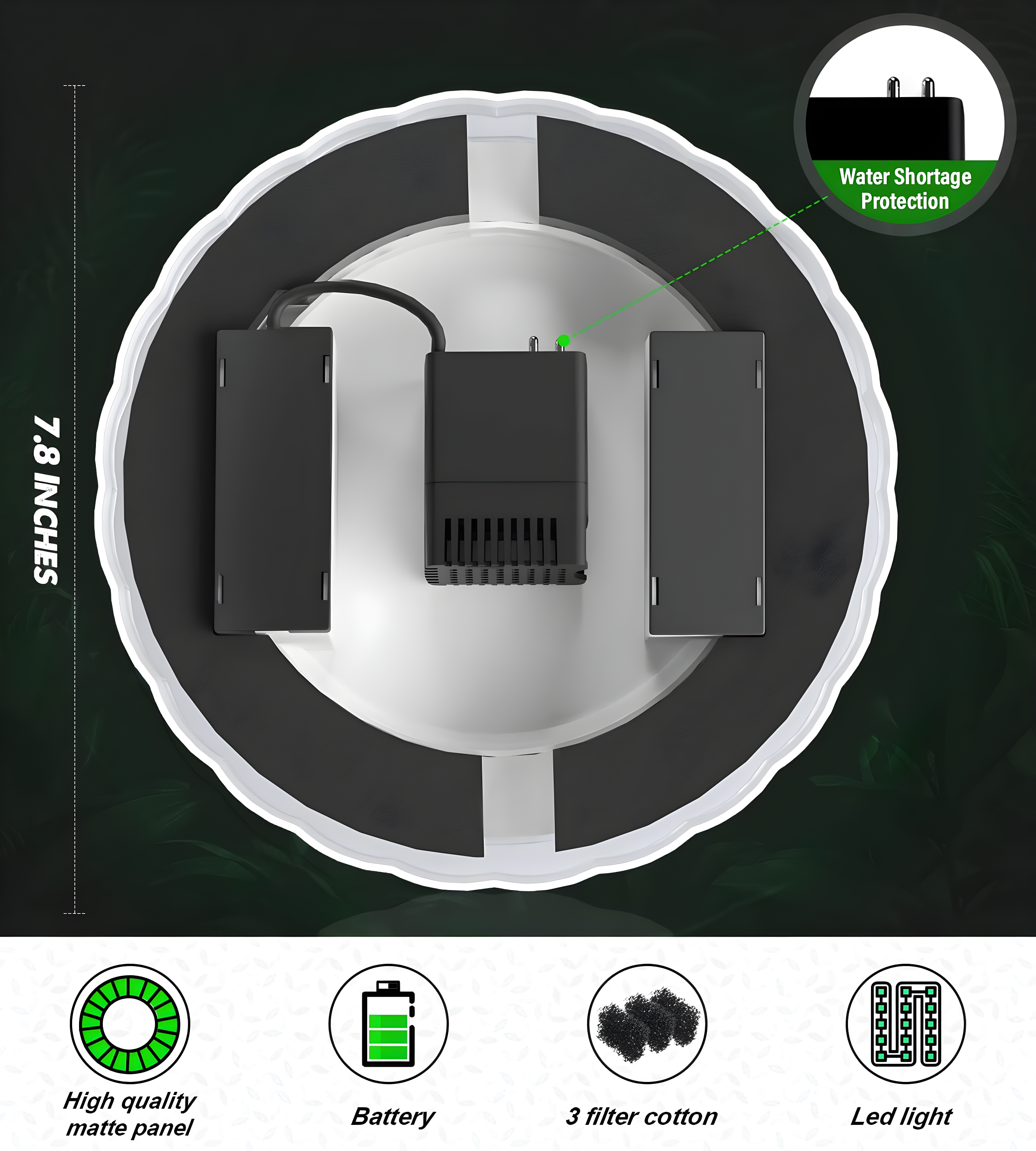 Solar Fountain Matte Panel with 4000 mAH Battery, 4W Bird Bath Fountains Solar Power with 8 Nozzles, Floating Solar Fountain Pump for Bird Bath, Garden, Pond, Outdoor (Color Change)