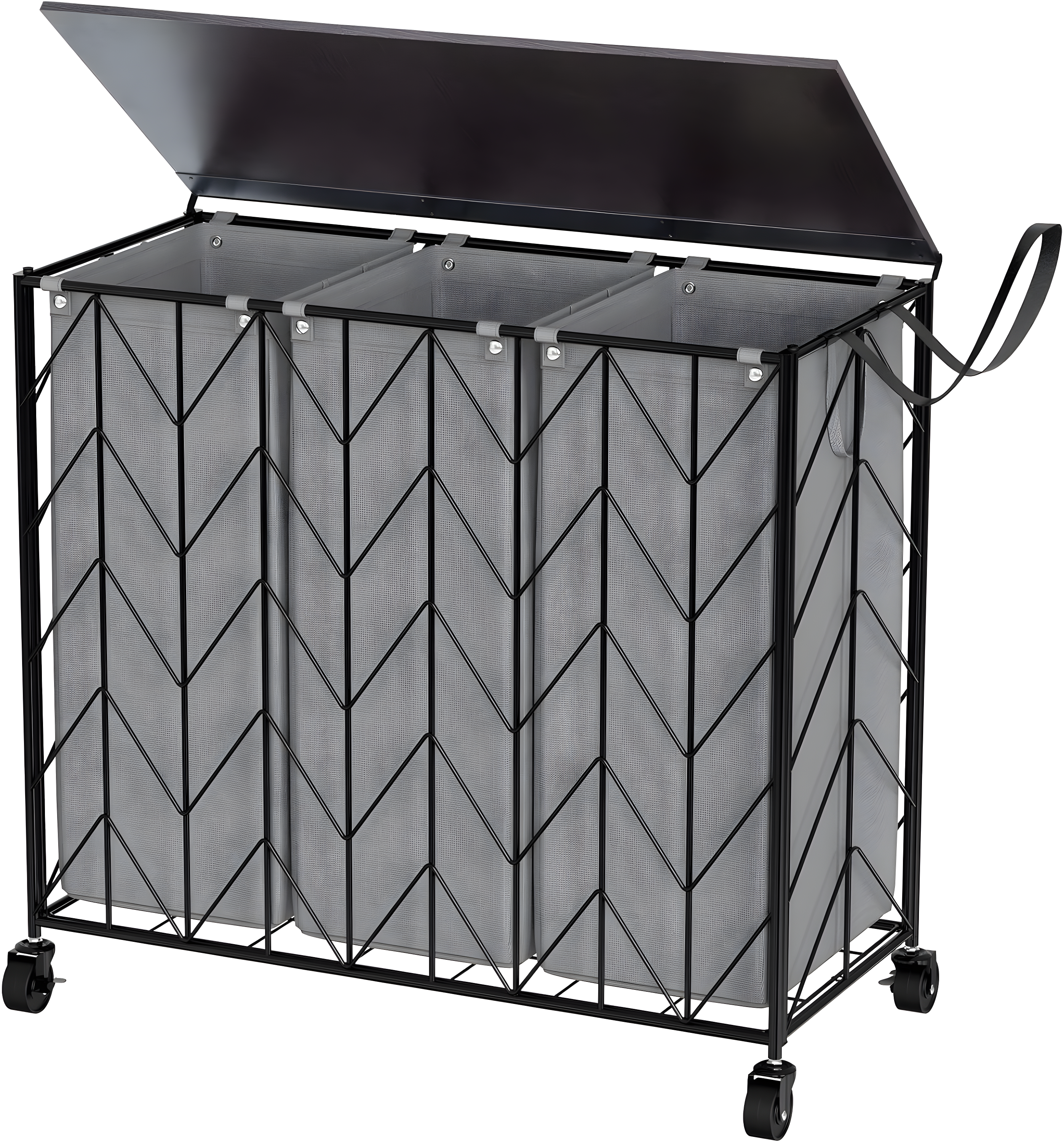 BINNBOX 142L Laundry Hamper 3 Section with Lid