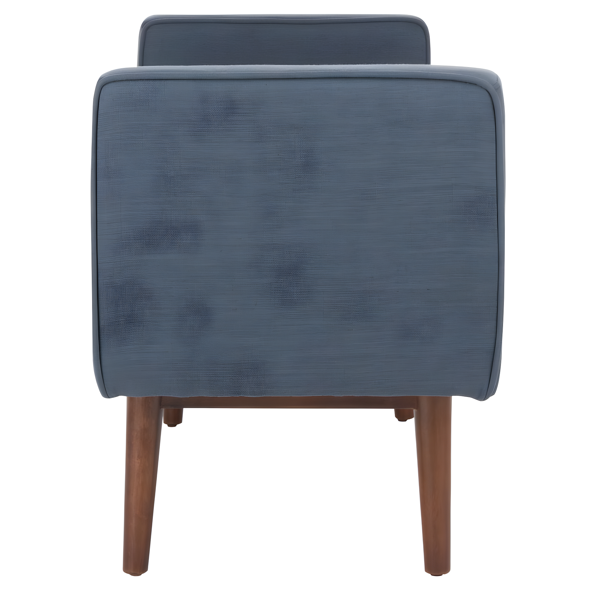 Henri Mid-Century Bench - Navy Linen/Walnut - Safavieh