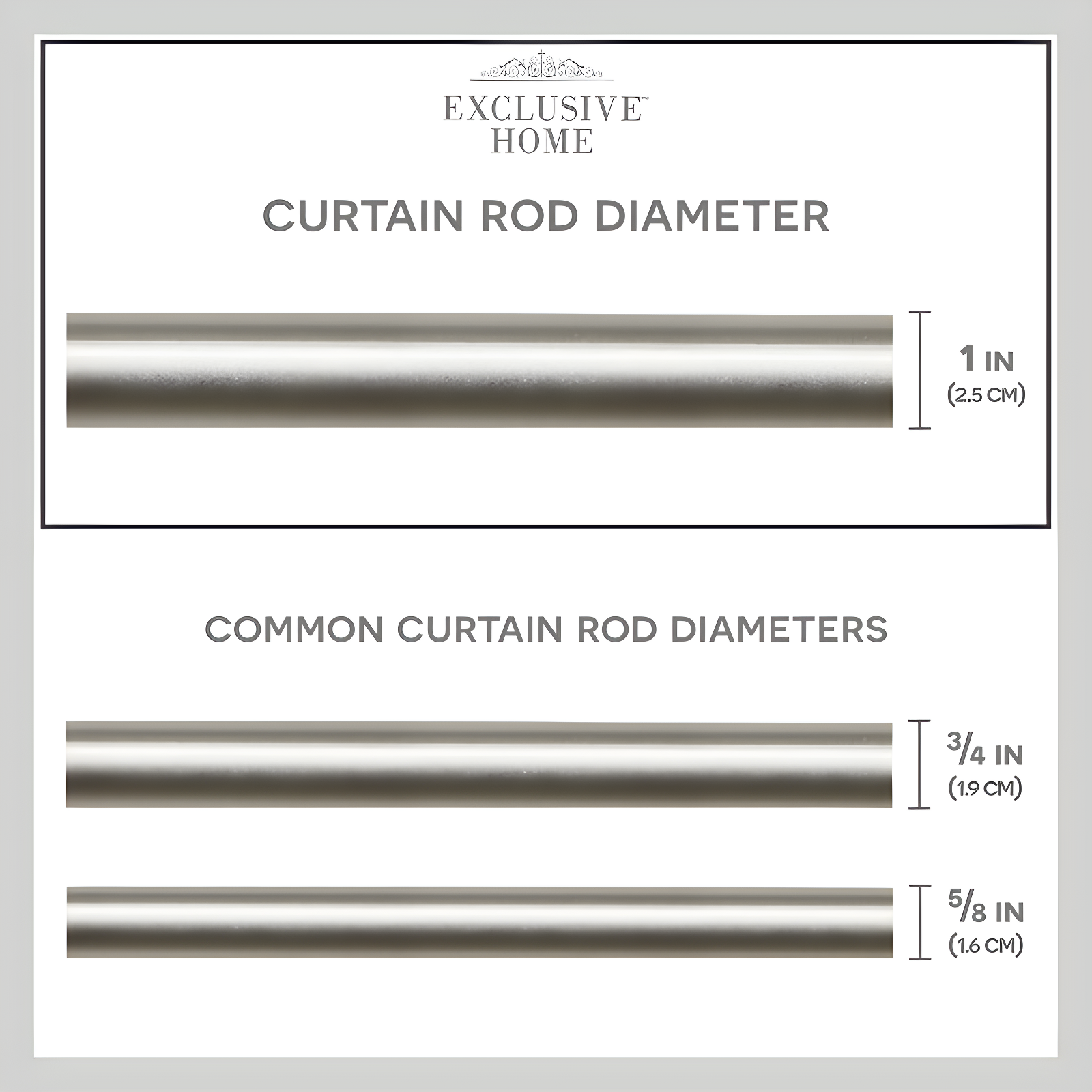 Amalgamated Textiles Exclusive Home Lancelot 1" Window Curtain Rod and Finial Set, Adjustable