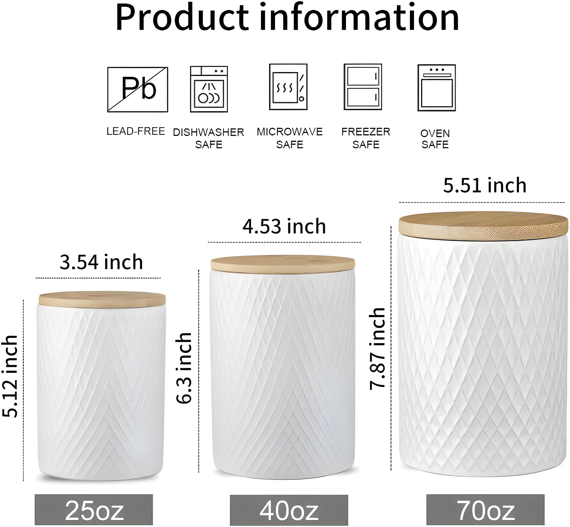 Design Imports Antique White Matte Retro Vine Texture Ceramic Canister Set/3