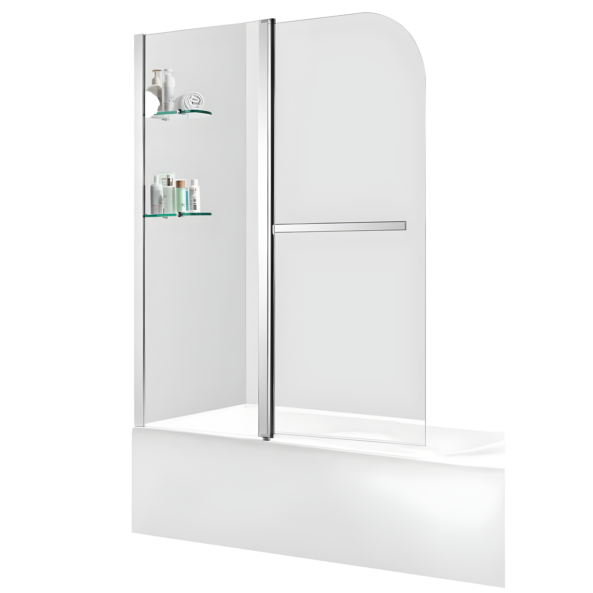 Galleon 58" H Hinged Frameless Tub Door with Tsunami Guard Technology