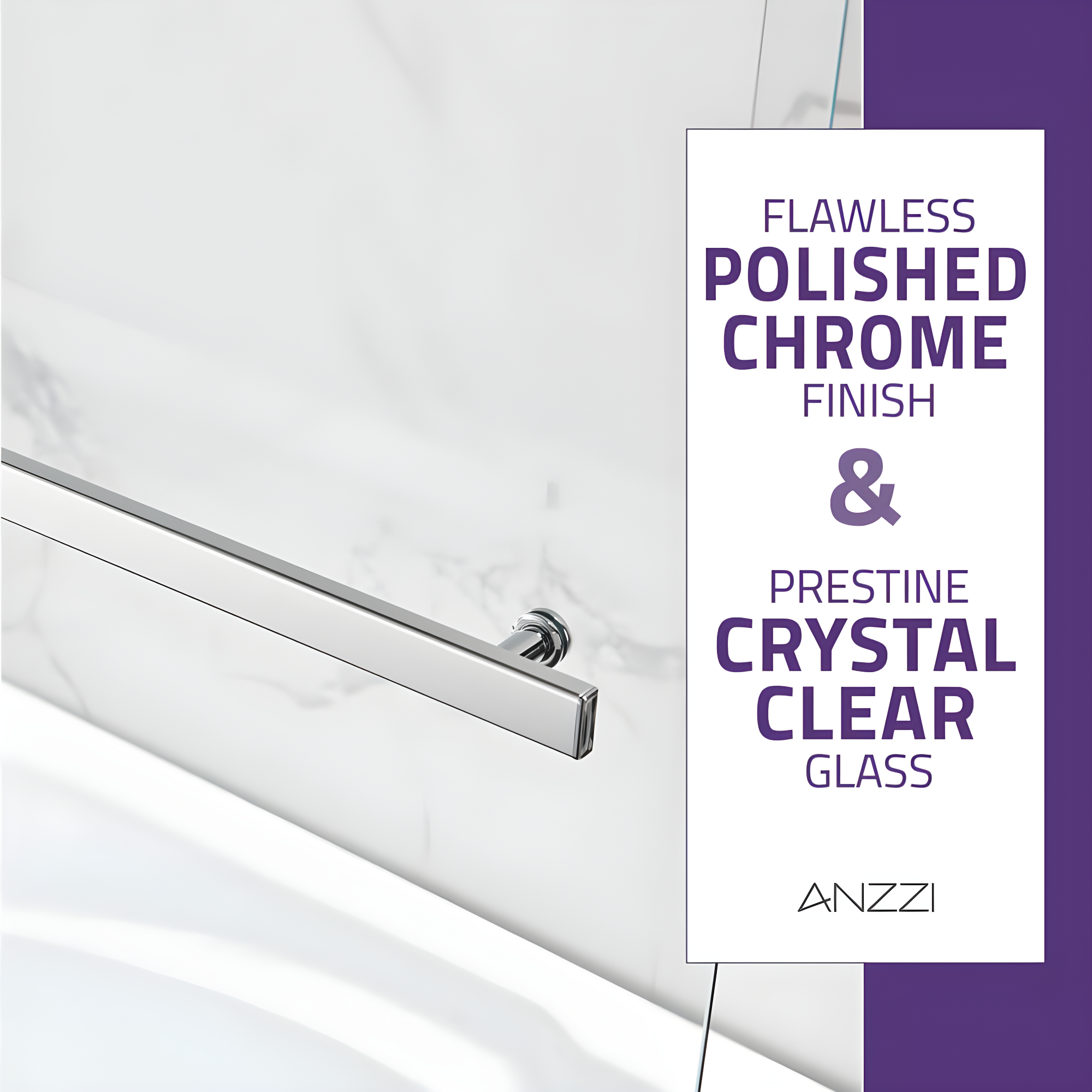 Galleon 58" H Hinged Frameless Tub Door with Tsunami Guard Technology