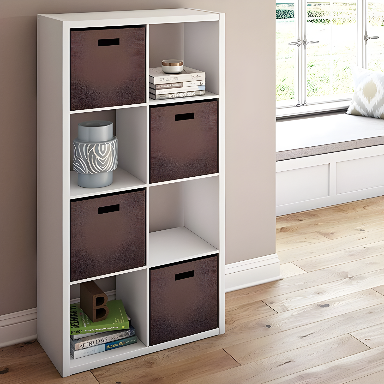 ClosetMaid 4583 Heavy Duty Decorative Bookcase Open Back 8-Cube Storage Organizer in White with Hardware for Closet, Office, or Toys