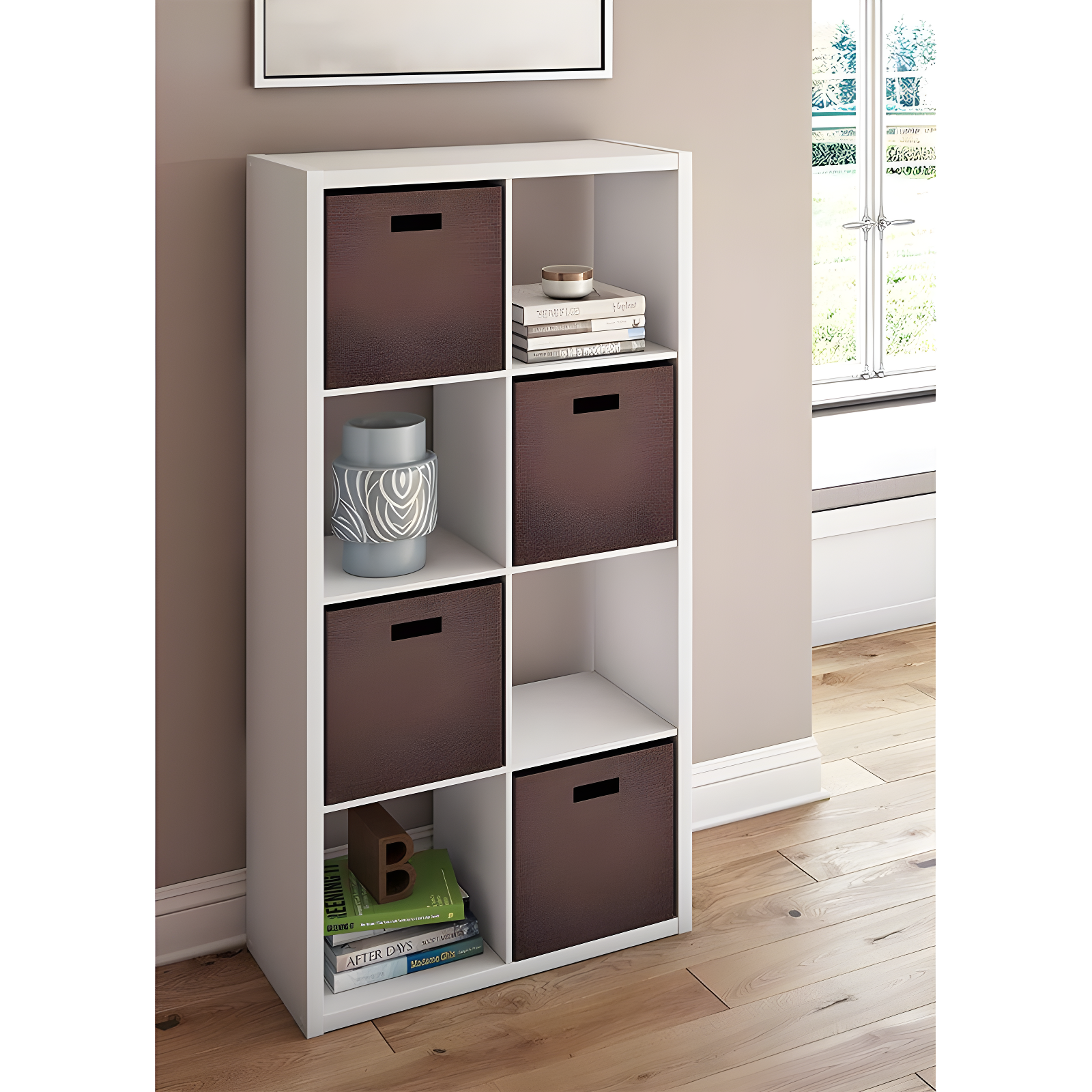 ClosetMaid 4583 Heavy Duty Decorative Bookcase Open Back 8-Cube Storage Organizer in White with Hardware for Closet, Office, or Toys