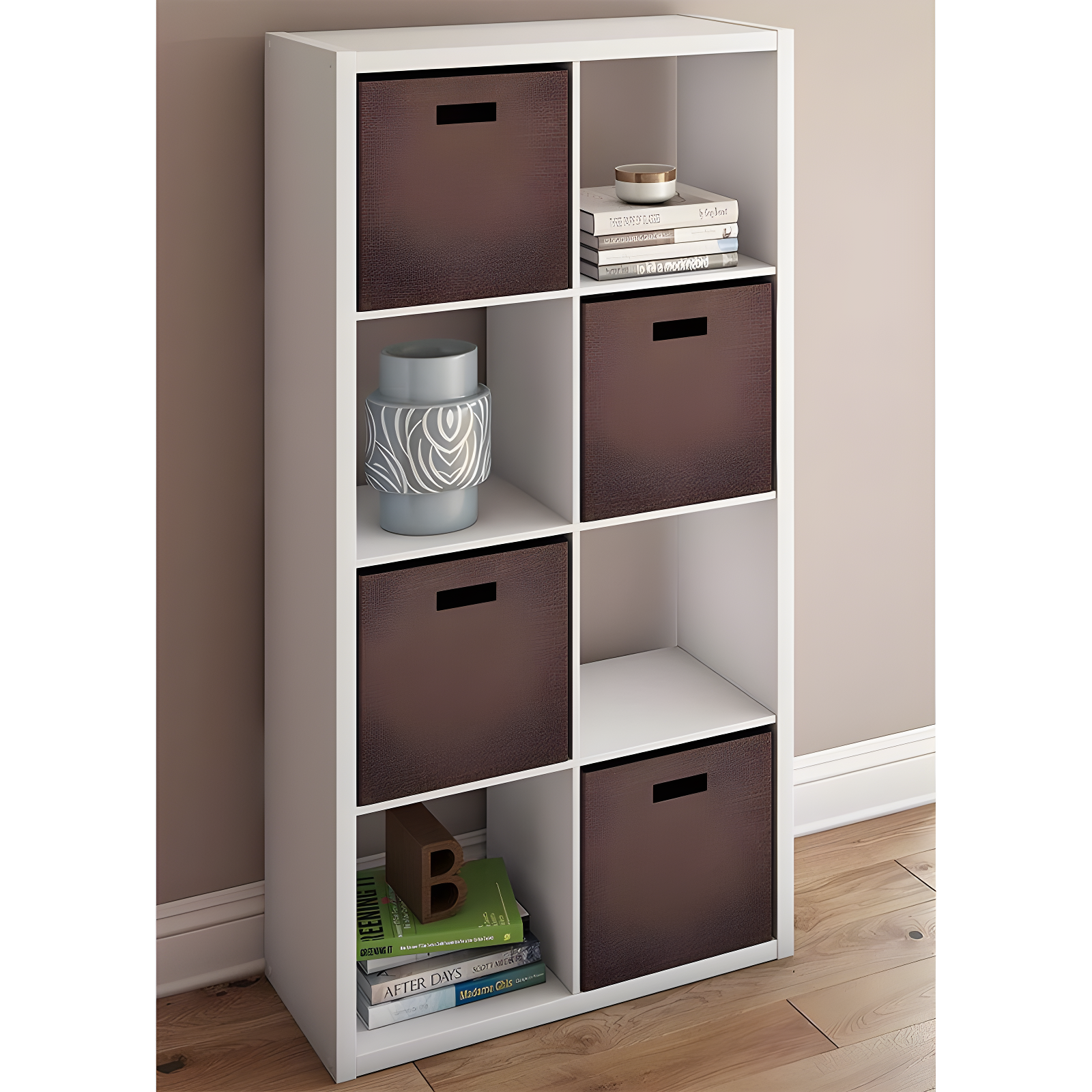 ClosetMaid 4583 Heavy Duty Decorative Bookcase Open Back 8-Cube Storage Organizer in White with Hardware for Closet, Office, or Toys