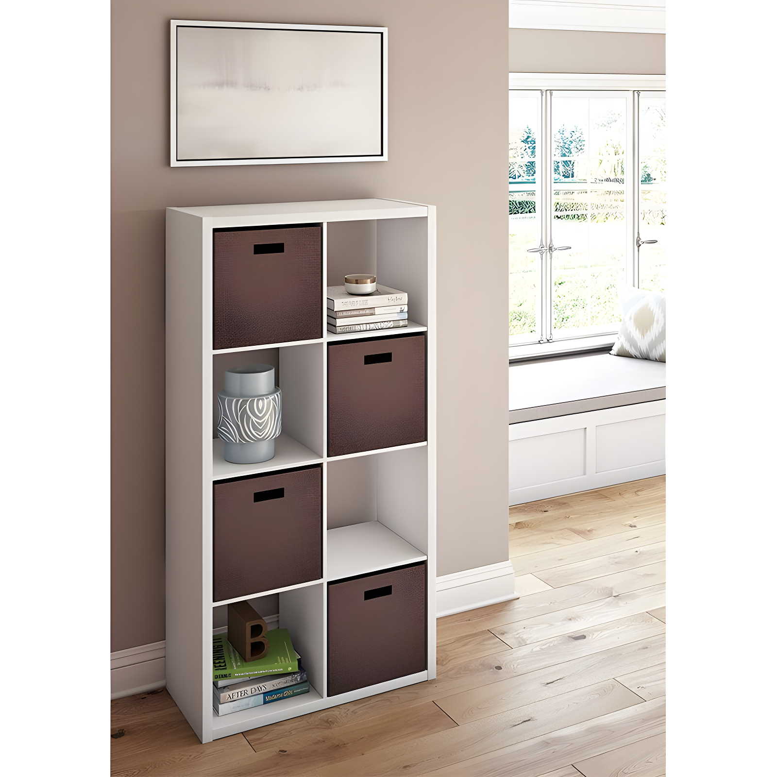 ClosetMaid 4583 Heavy Duty Decorative Bookcase Open Back 8-Cube Storage Organizer in White with Hardware for Closet, Office, or Toys
