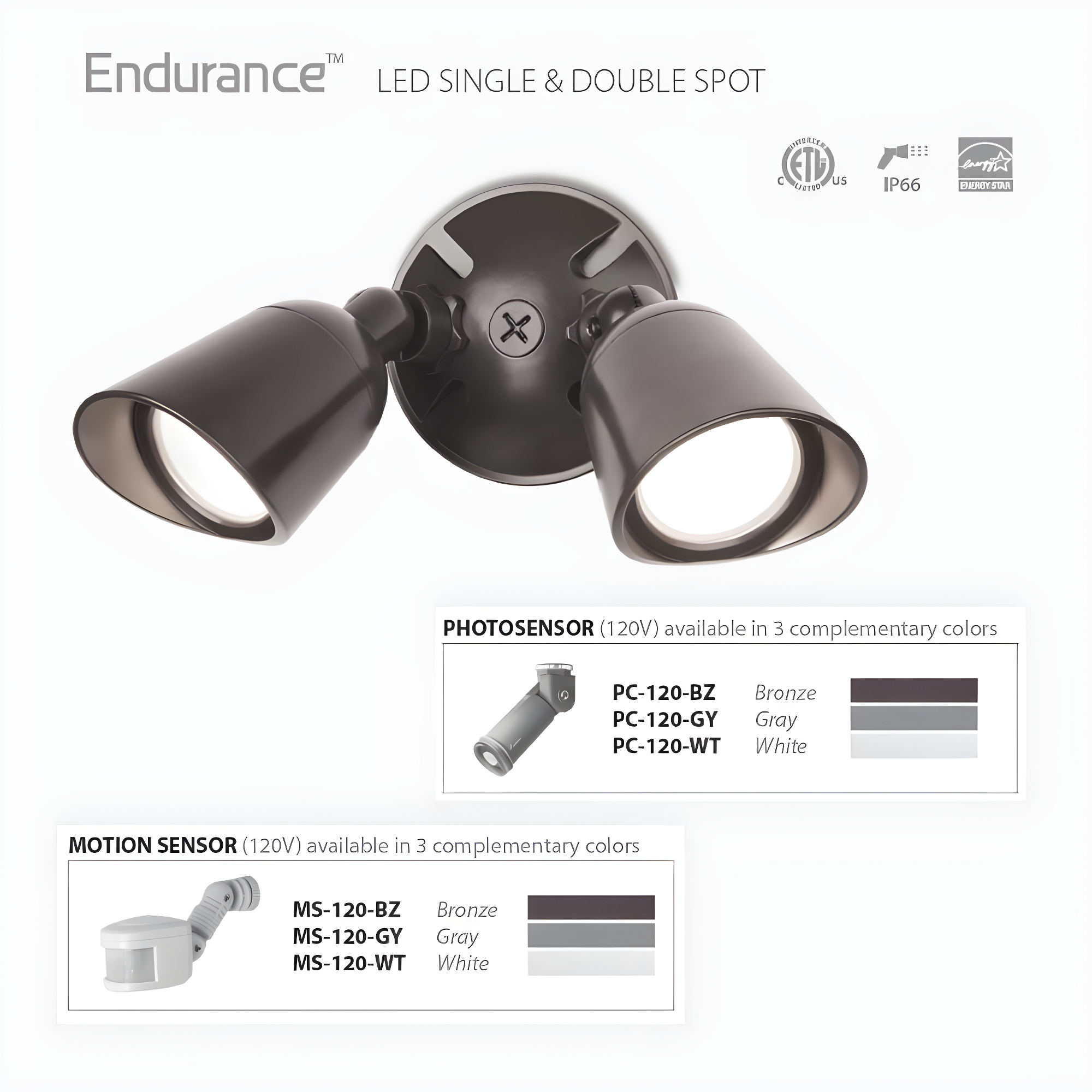 WAC Lighting Endurance™ 2 - Head LED Hardwired Outdoor Security Flood Light