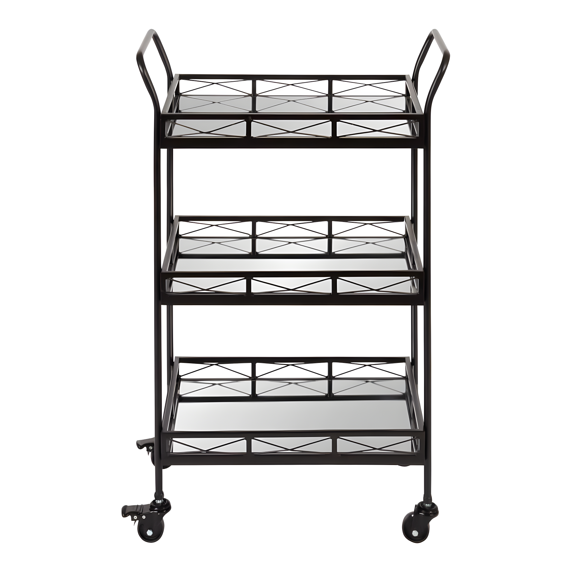 Kate and Laurel Ketia Rectangle Metal Bar Cart, 23x13x35, Black