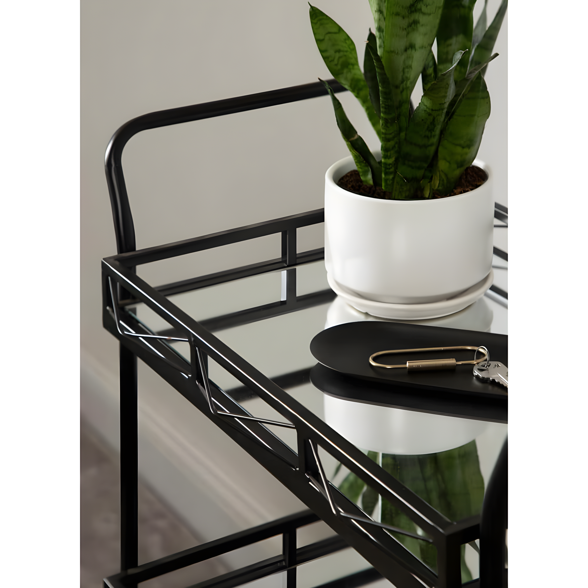 Kate and Laurel Ketia Rectangle Metal Bar Cart, 23x13x35, Black