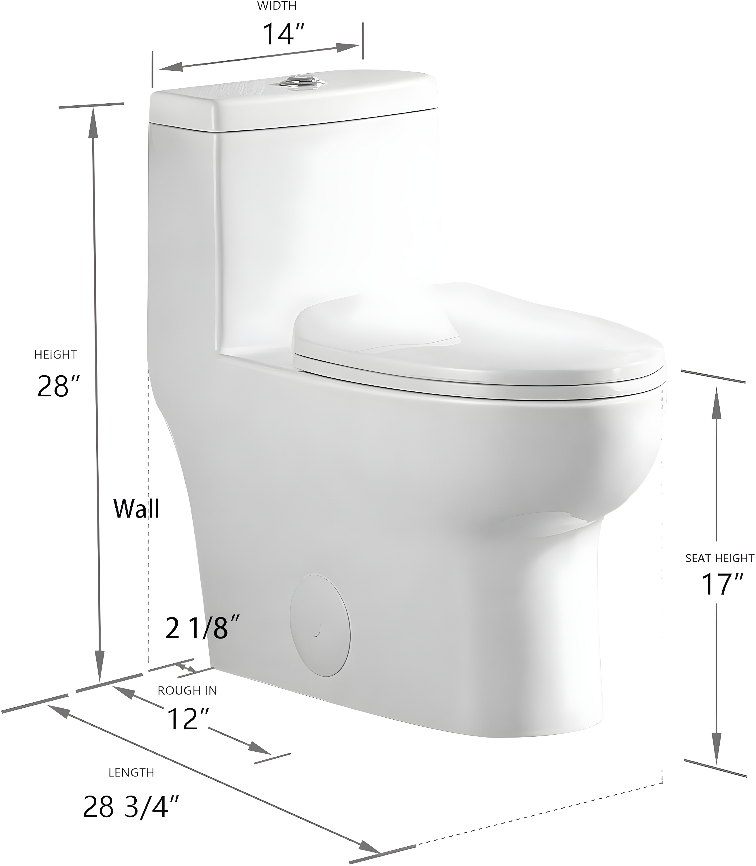 Ally Standard Bathroom Toielt, Modern Toilet with Comfort Chair Height Floor Mounted(Seat Included)