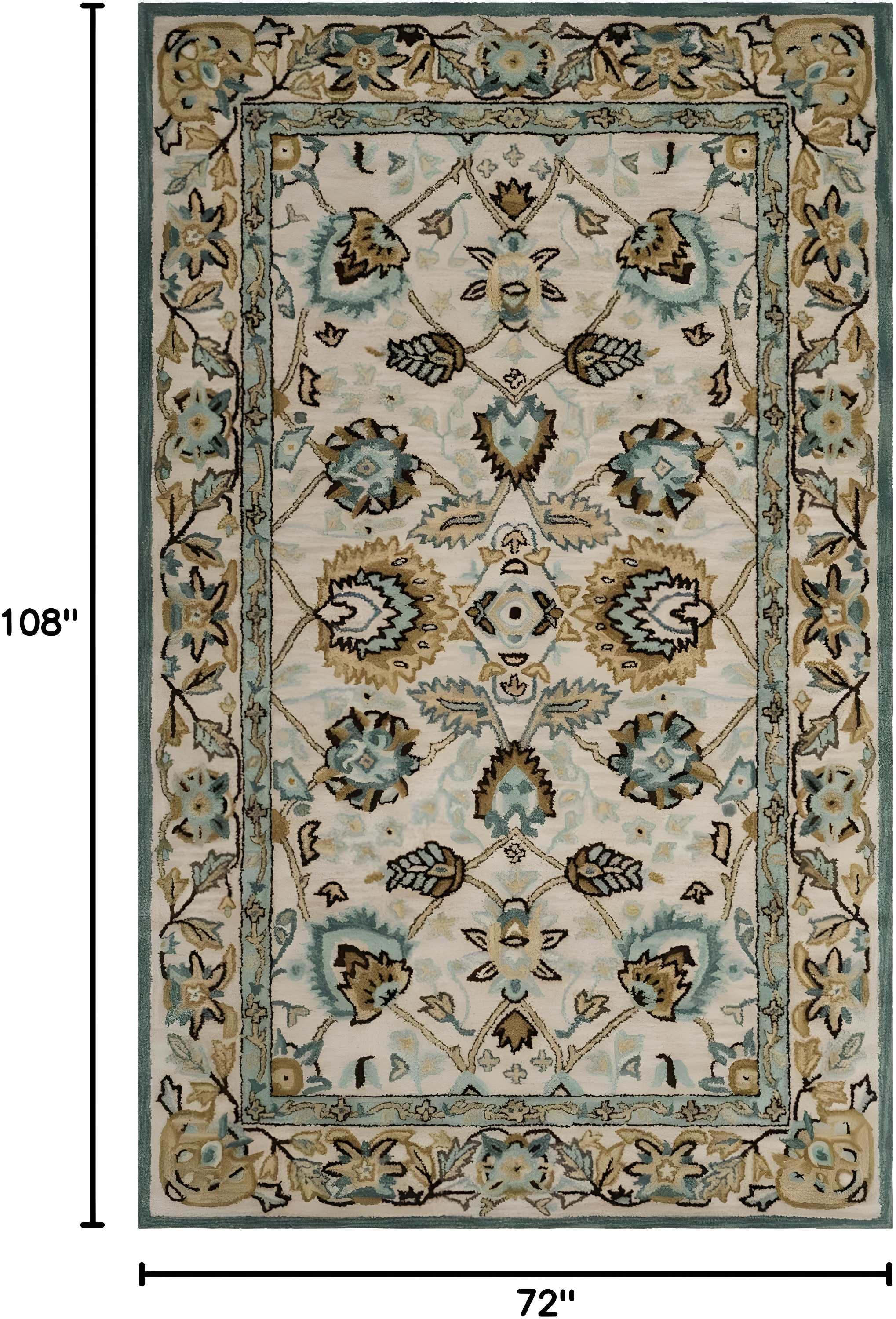 Antiquity AT812 Hand Tufted Indoor Area Rug - Peacock/Blue - 6'x9' - Safavieh