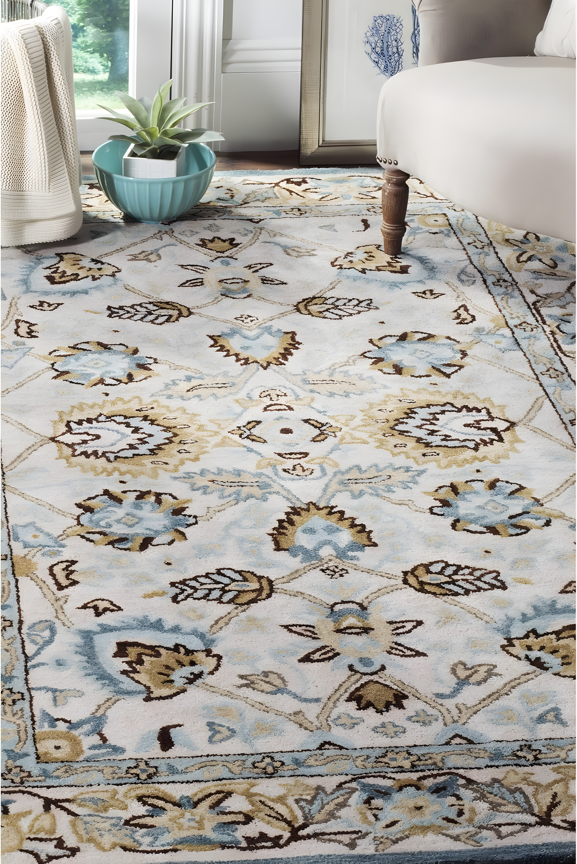 Antiquity AT812 Hand Tufted Indoor Area Rug - Peacock/Blue - 6'x9' - Safavieh
