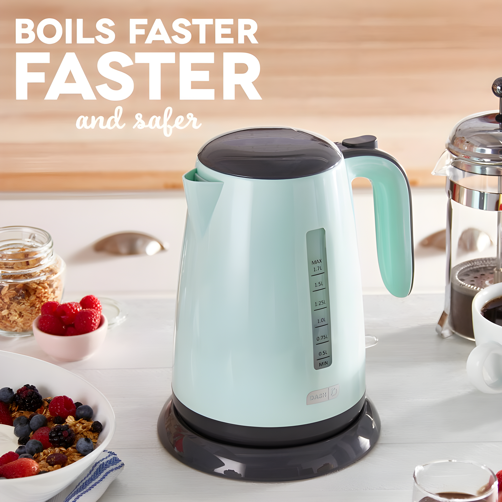 DASH Healthy Breakfast 1.7 Qt. Plastic Electric Tea Kettle