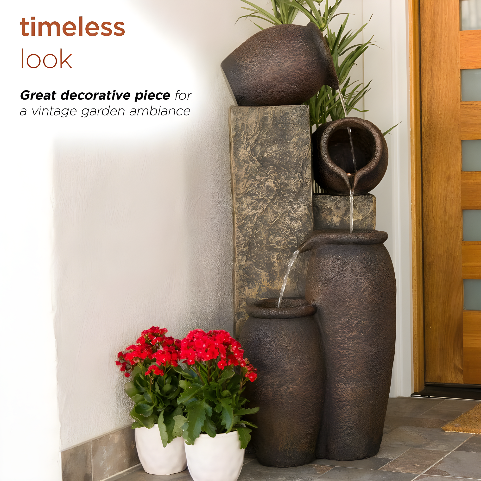 Alpine Weather Resistant Floor Fountain with Light