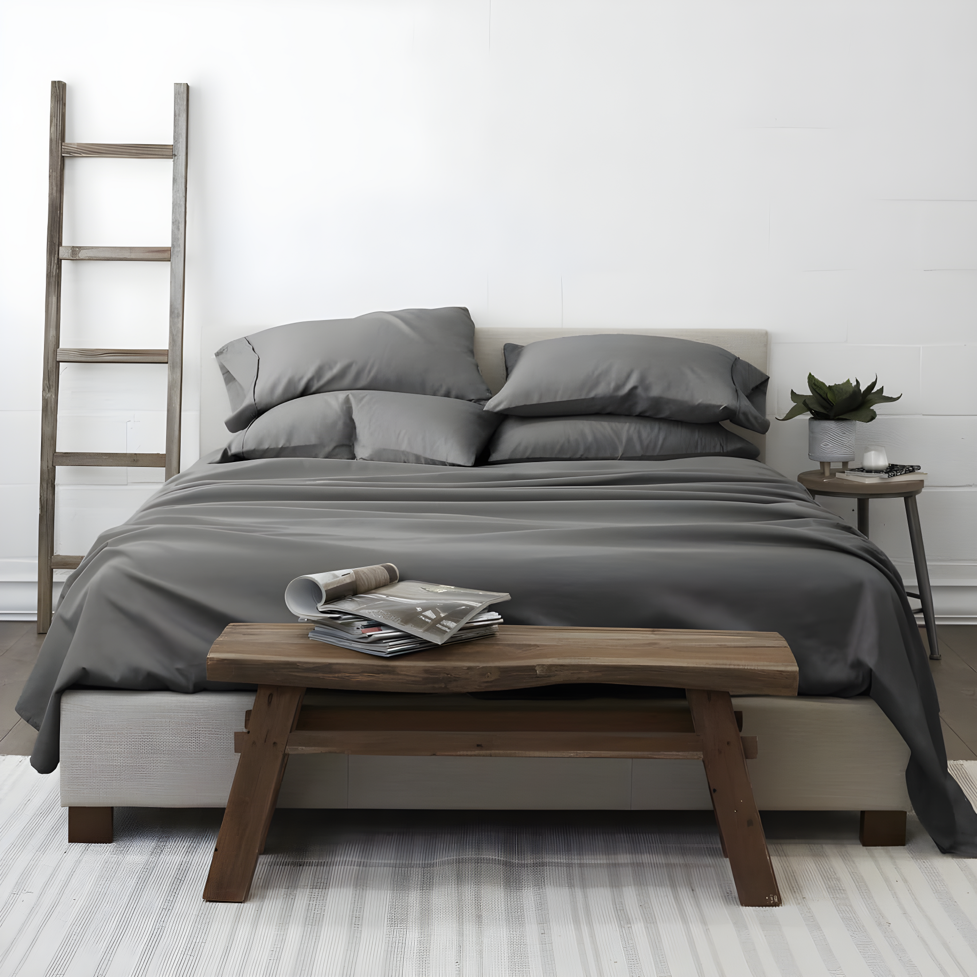 Noble Linens 6 Piece Gray Solid Microfiber Bed Sheet Set For Full Size Bedding
