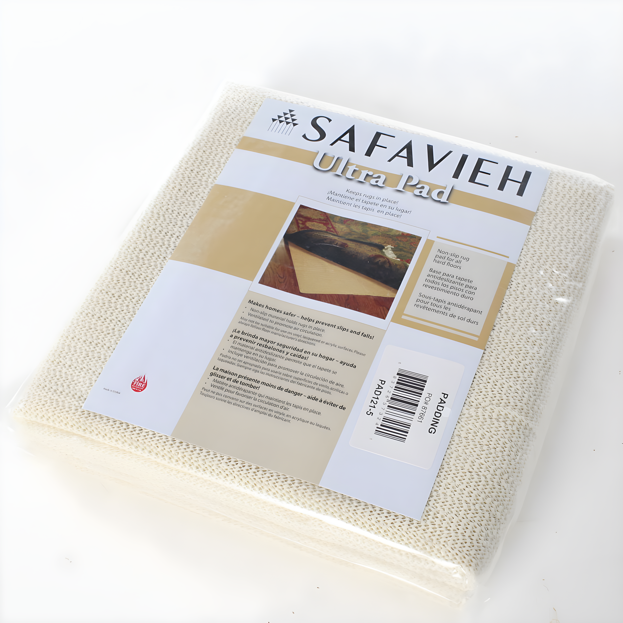 Ultra Pad PAD121 Power Loomed Indoor Rug Pad - White - 6' x 6' - Safavieh