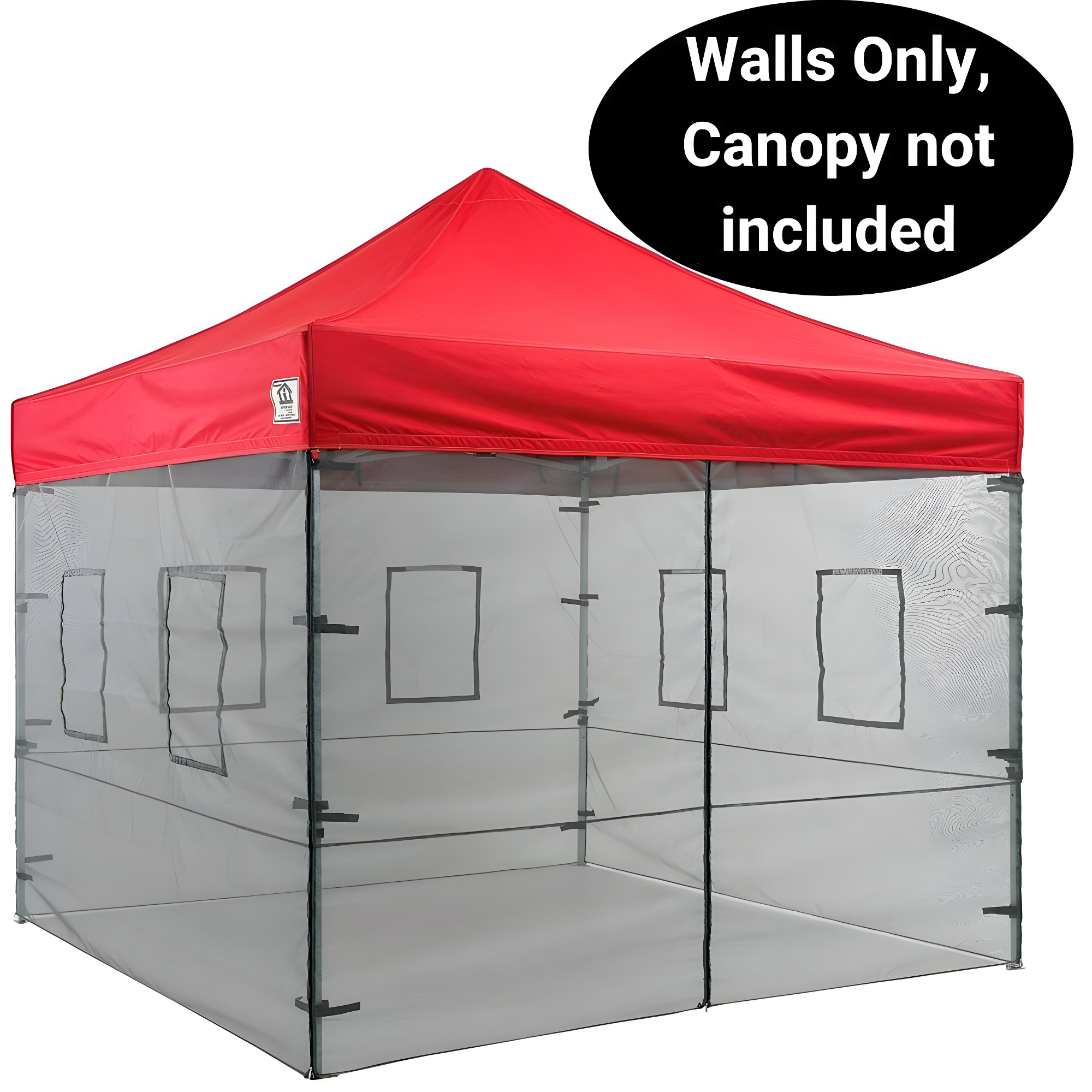 Impact Instant Canopy Food Service Mesh Sidewall Kit with Service Windows, 4 Walls Only, Mesh/Black
