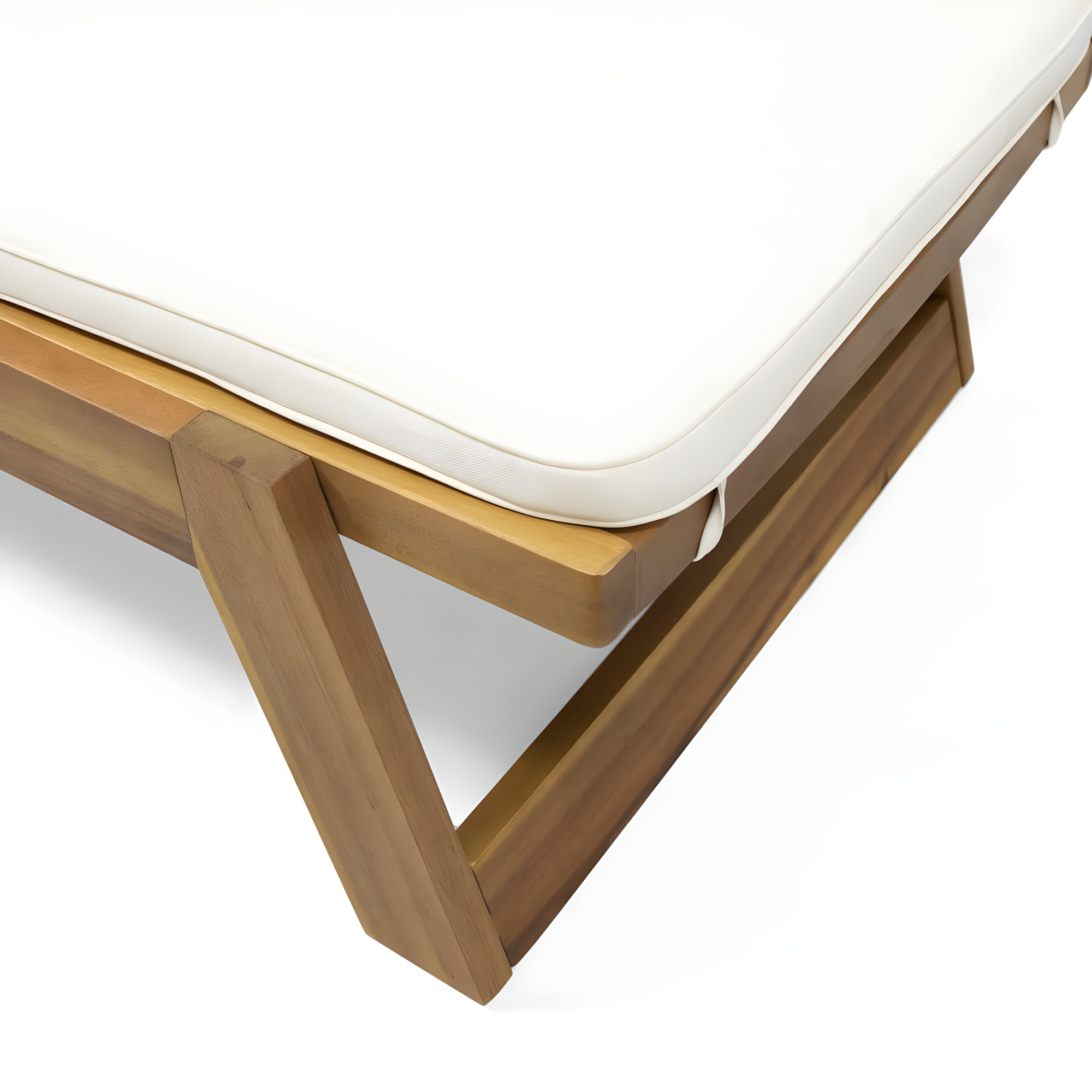 Noble House Maki Acacia Wood Patio Chaise Lounge in Teak/Cream Cushion