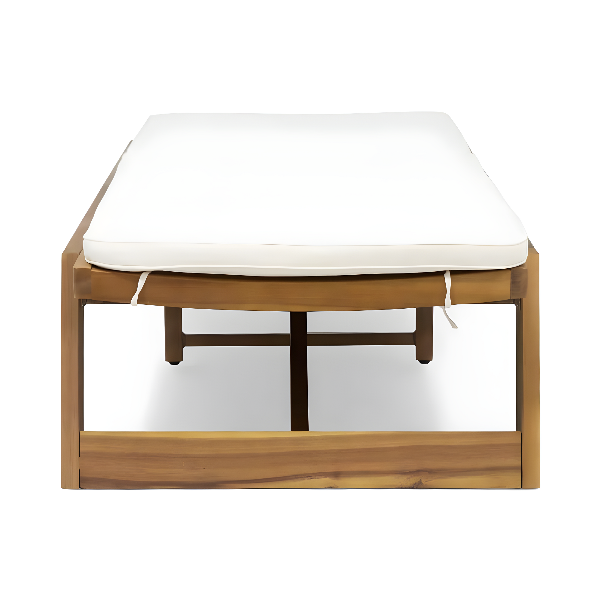 Noble House Maki Acacia Wood Patio Chaise Lounge in Teak/Cream Cushion