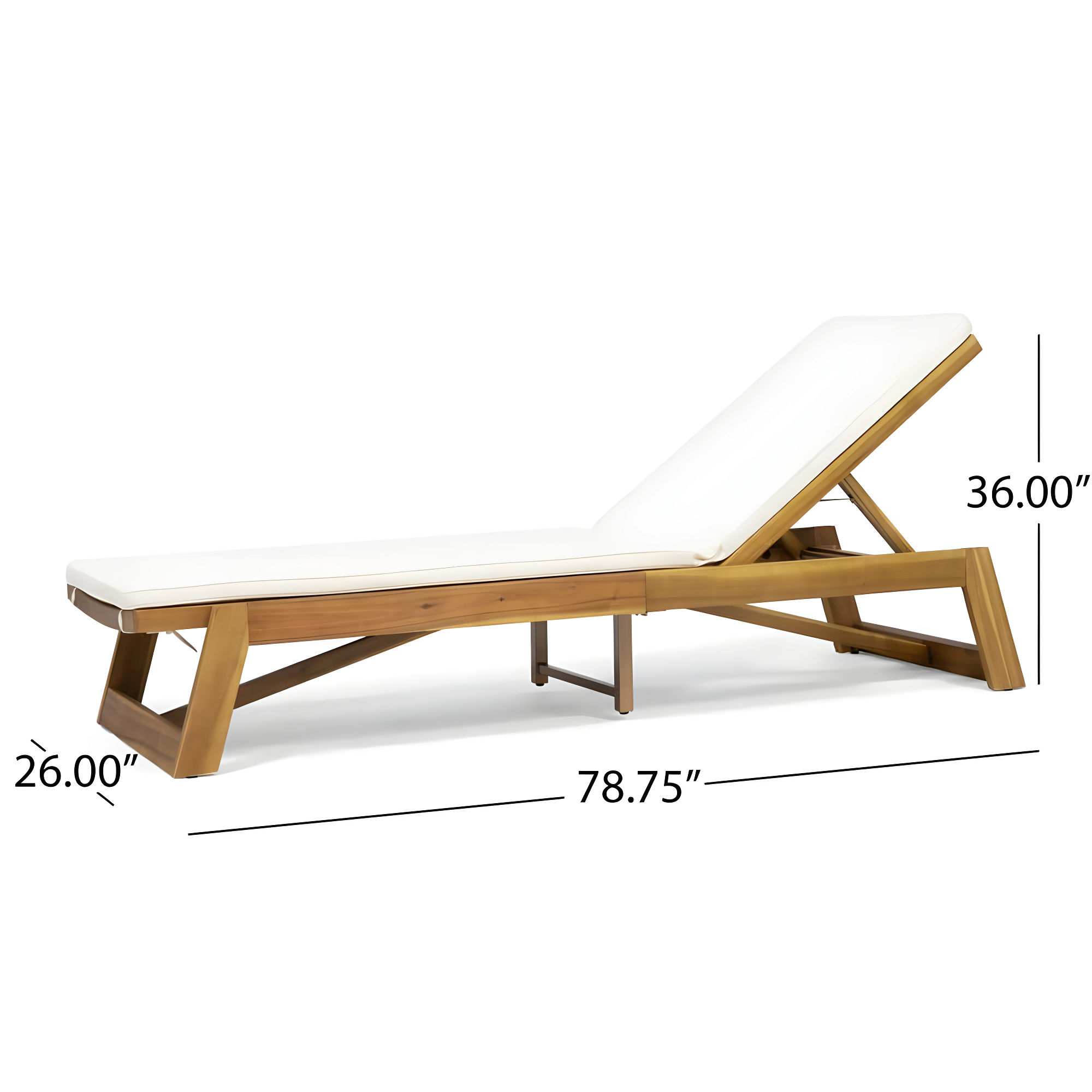 Noble House Maki Acacia Wood Patio Chaise Lounge in Teak/Cream Cushion