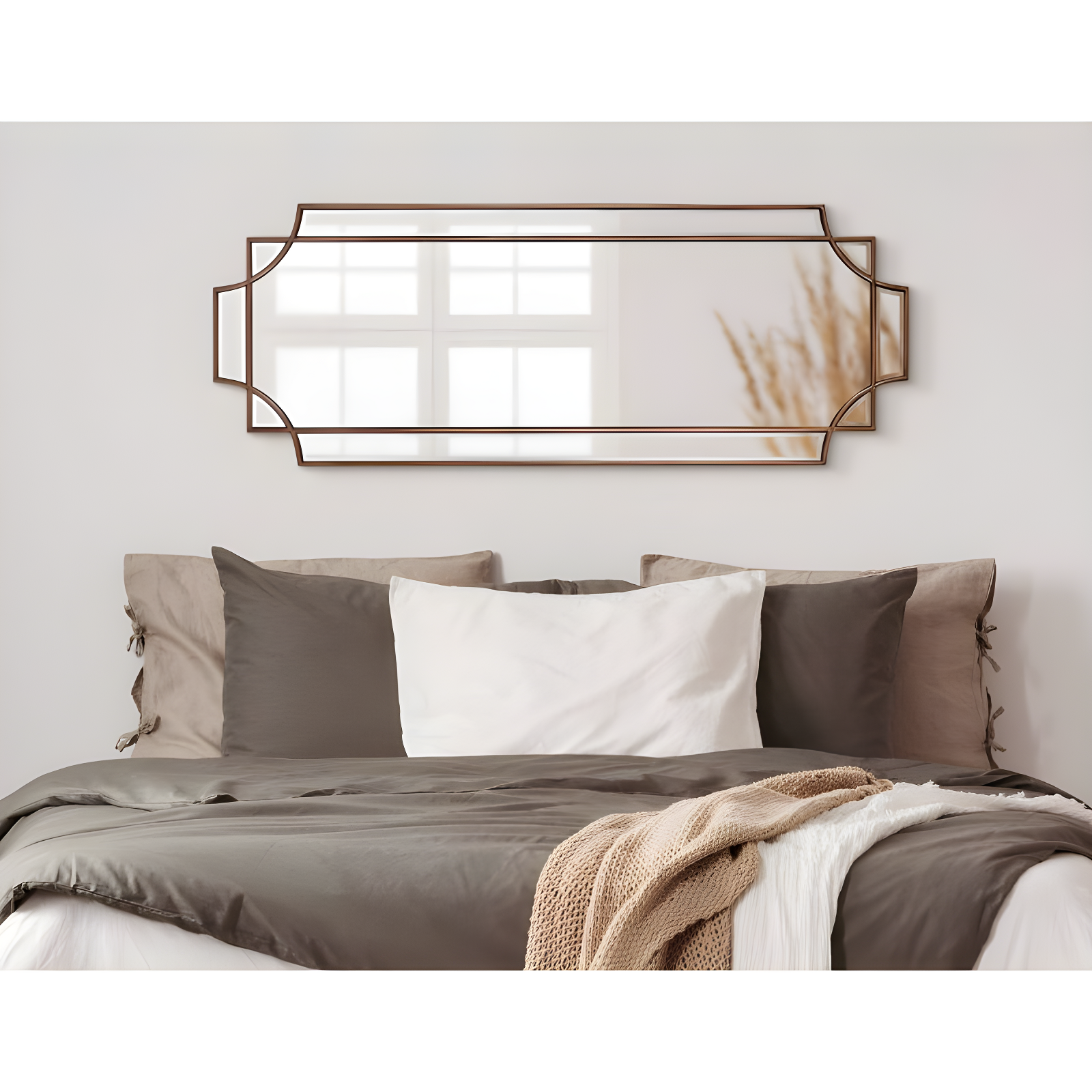 16" x 42" Minuette Decorative Framed Wall Mirror Bronze - Kate & Laurel All Things Decor: Modern Style, No Assembly Required, Wall Mount
