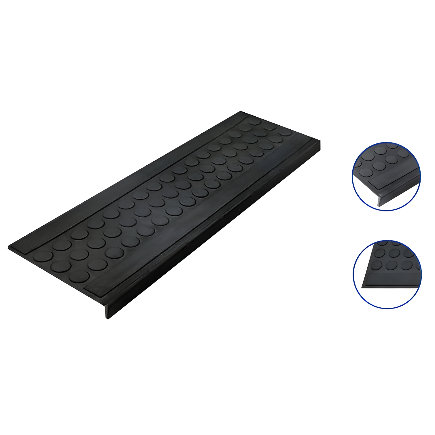 Ottomanson Waterproof, Low Profile Non-Slip Indoor/Outdoor Black Rubber Stair Treads, 10 in. x 25.5 in. & Reviews | Wayfair