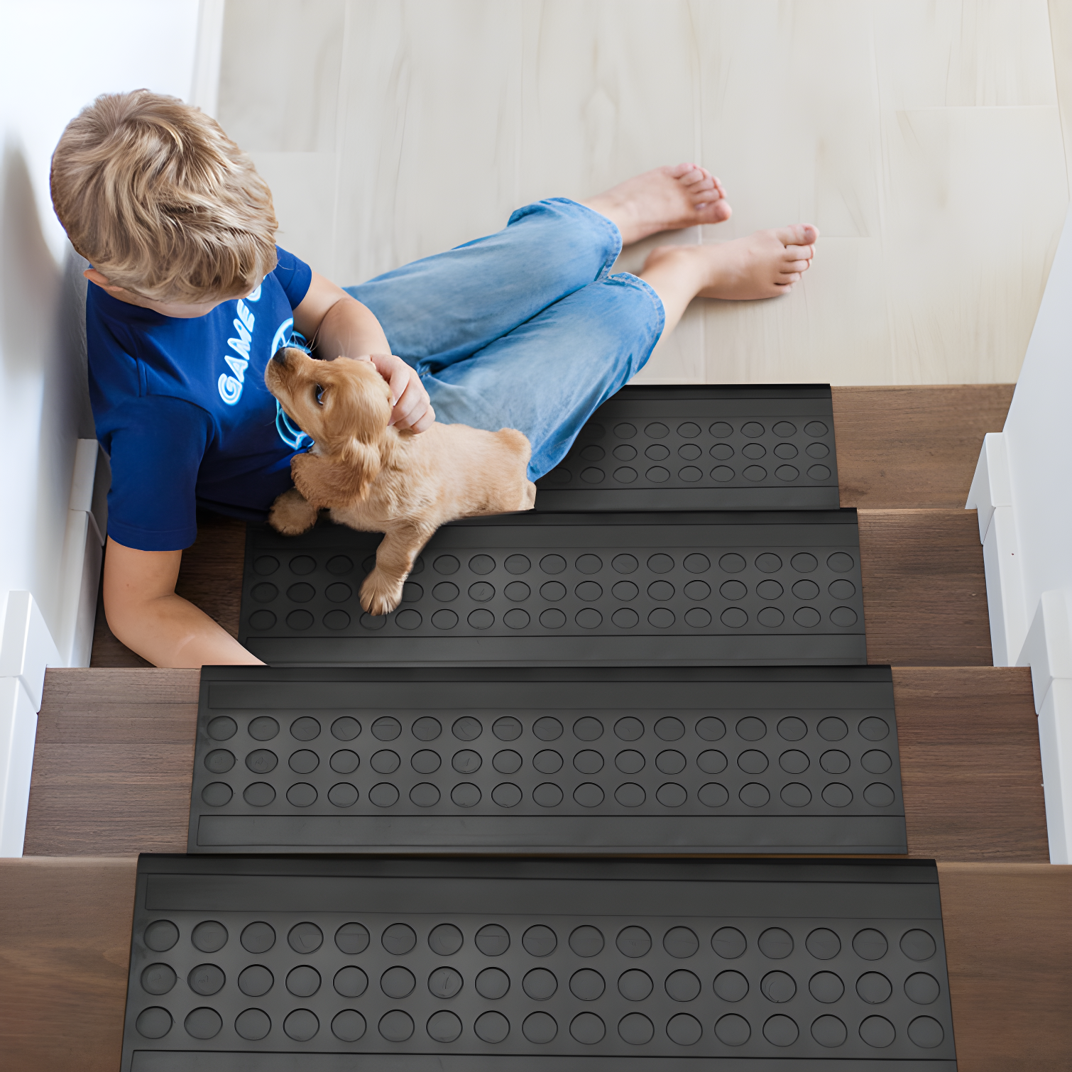 Ottomanson Waterproof, Low Profile Non-Slip Indoor/Outdoor Black Rubber Stair Treads, 10 in. x 25.5 in. & Reviews | Wayfair
