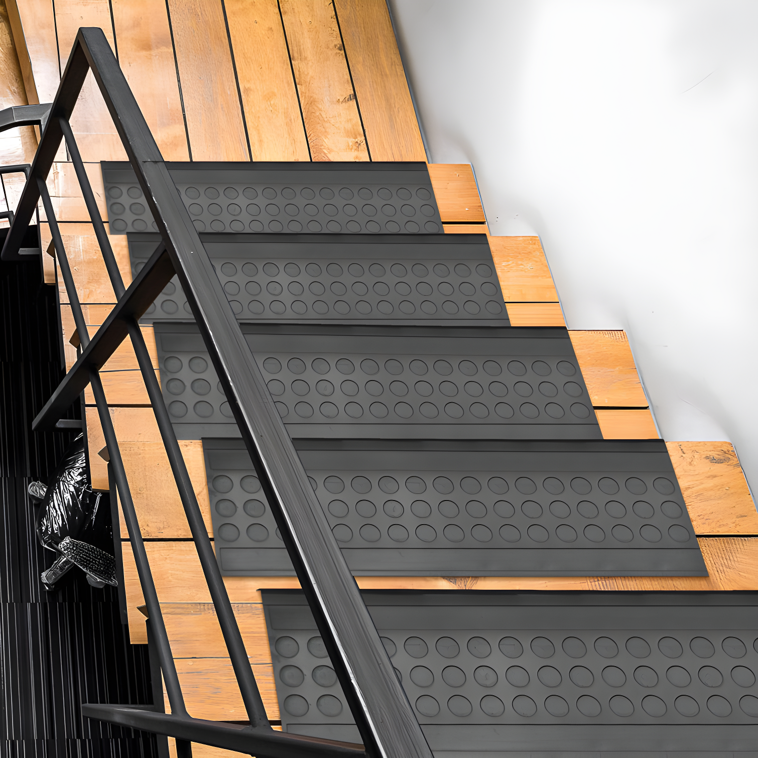 Ottomanson Waterproof, Low Profile Non-Slip Indoor/Outdoor Black Rubber Stair Treads, 10 in. x 25.5 in. & Reviews | Wayfair