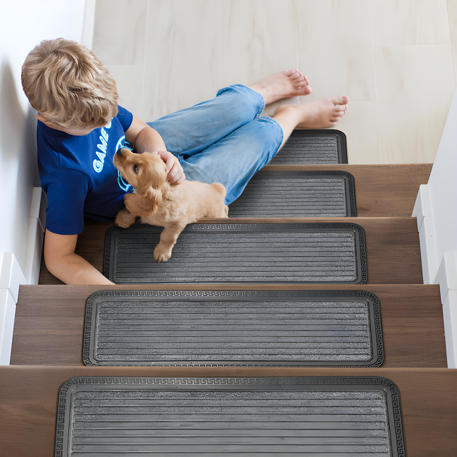 Ottomanson Waterproof, Low Profile Non-Slip Indoor/Outdoor Black Rubber Stair Treads, 10 in. x 25.5 in. & Reviews | Wayfair