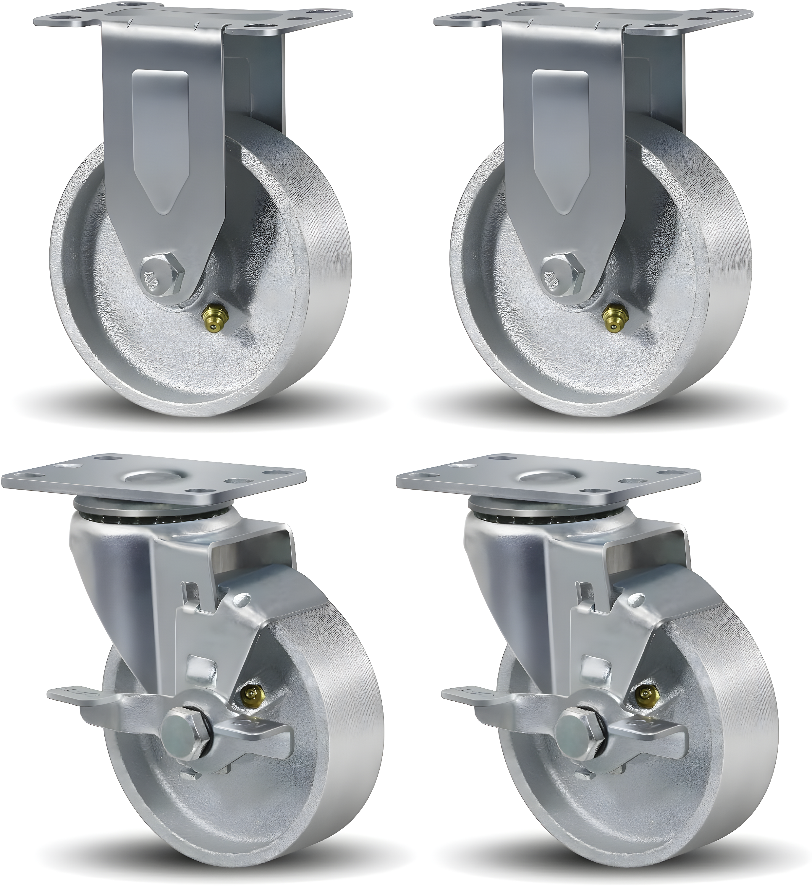 Service Caster Tool Box Caster Wheel Set – 4 Inch Semi Steel Cast Iron Swivel Casters – SCC