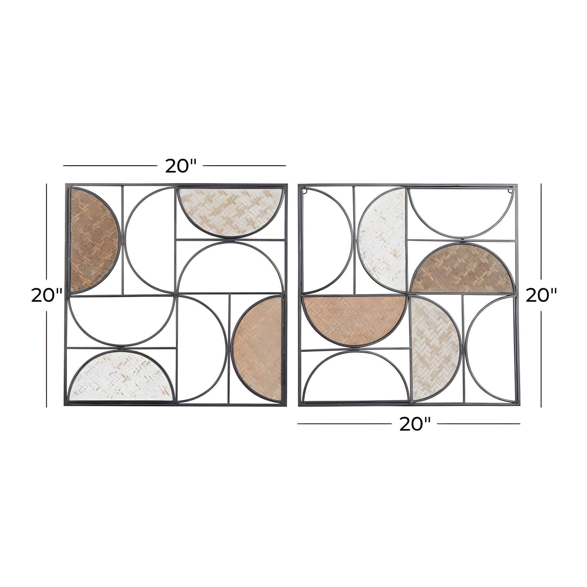 DecMode Brown Metal Contemporary Wall Decor, Set of 2