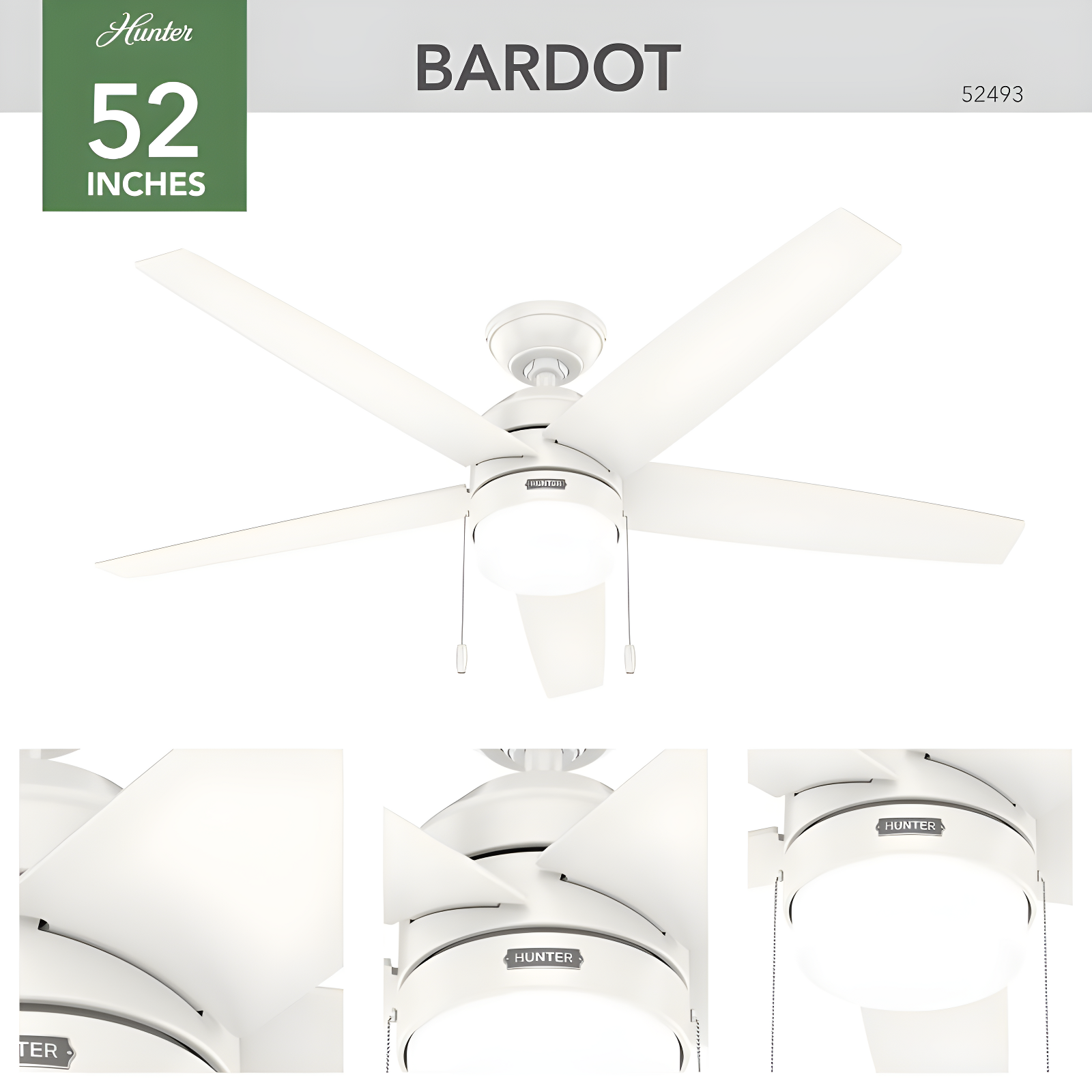 Bardot 52" 5 - Blade Ceiling Fan With Lights and Pull Chains