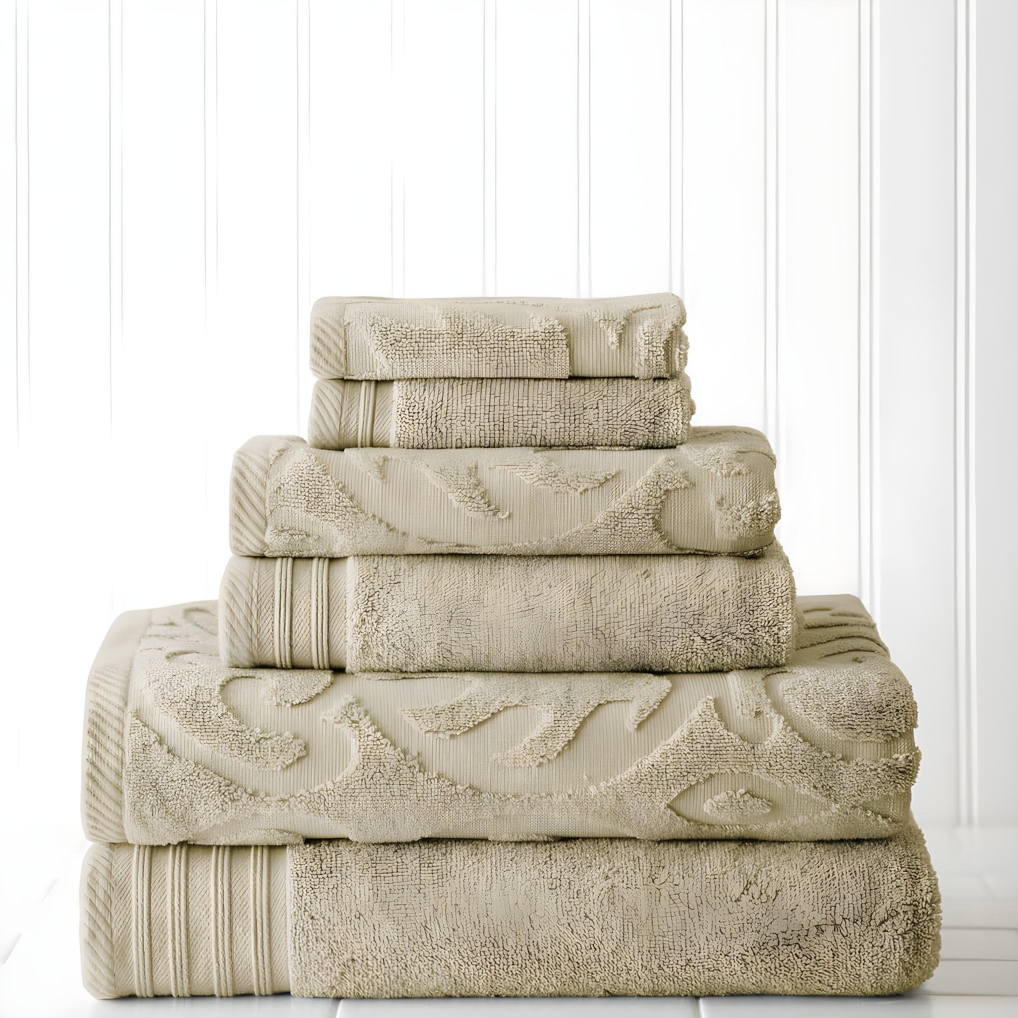 Modern Threads Modern Threads Jacquard 6-Piece, 2 Bath Towels, 2 Hand Towels, 2 Washcloths, Solid Ultra Soft 550GSM 100% Combed Cotton Towel Set