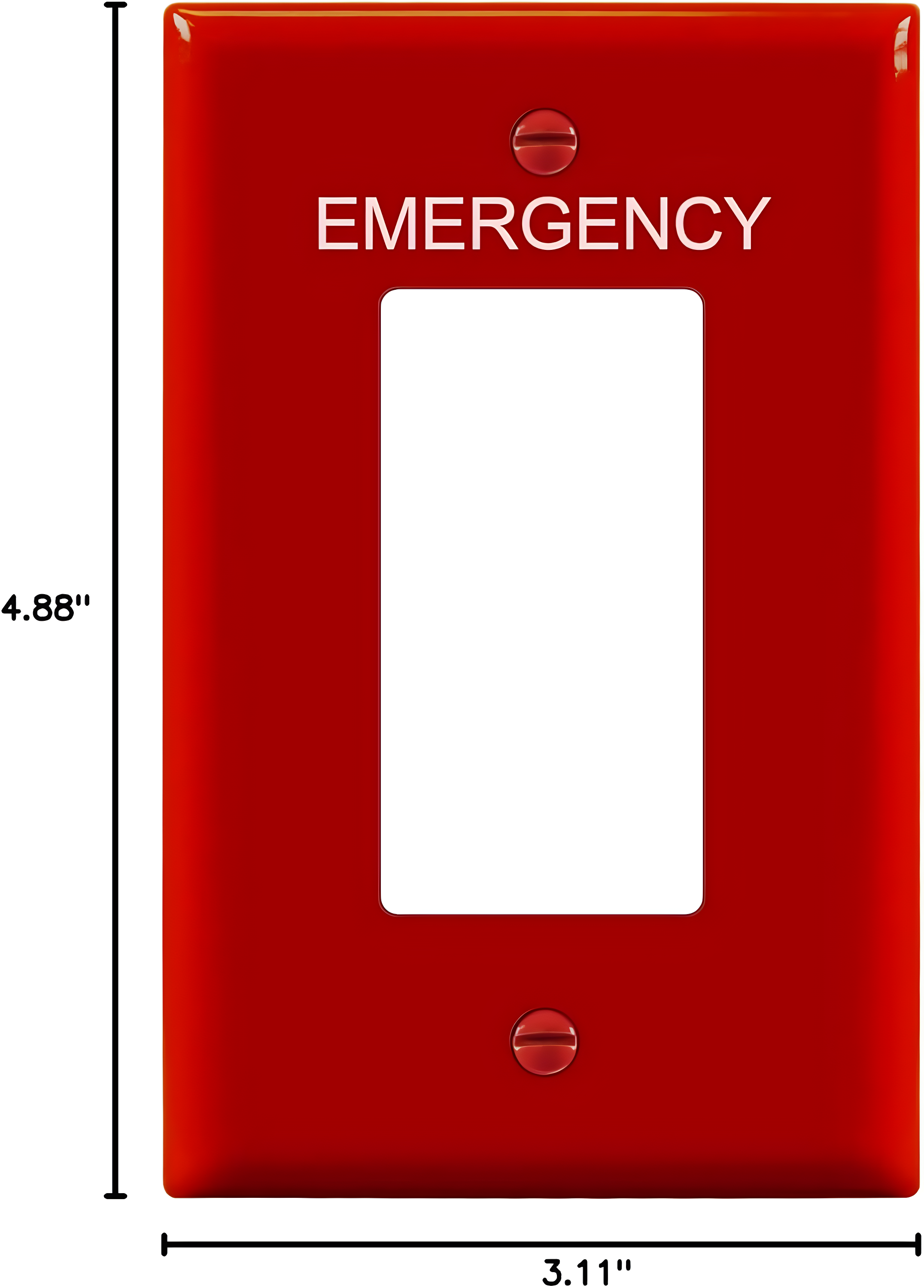 Red Polycarbonate Emergency Label Mid-Size Wall Plate