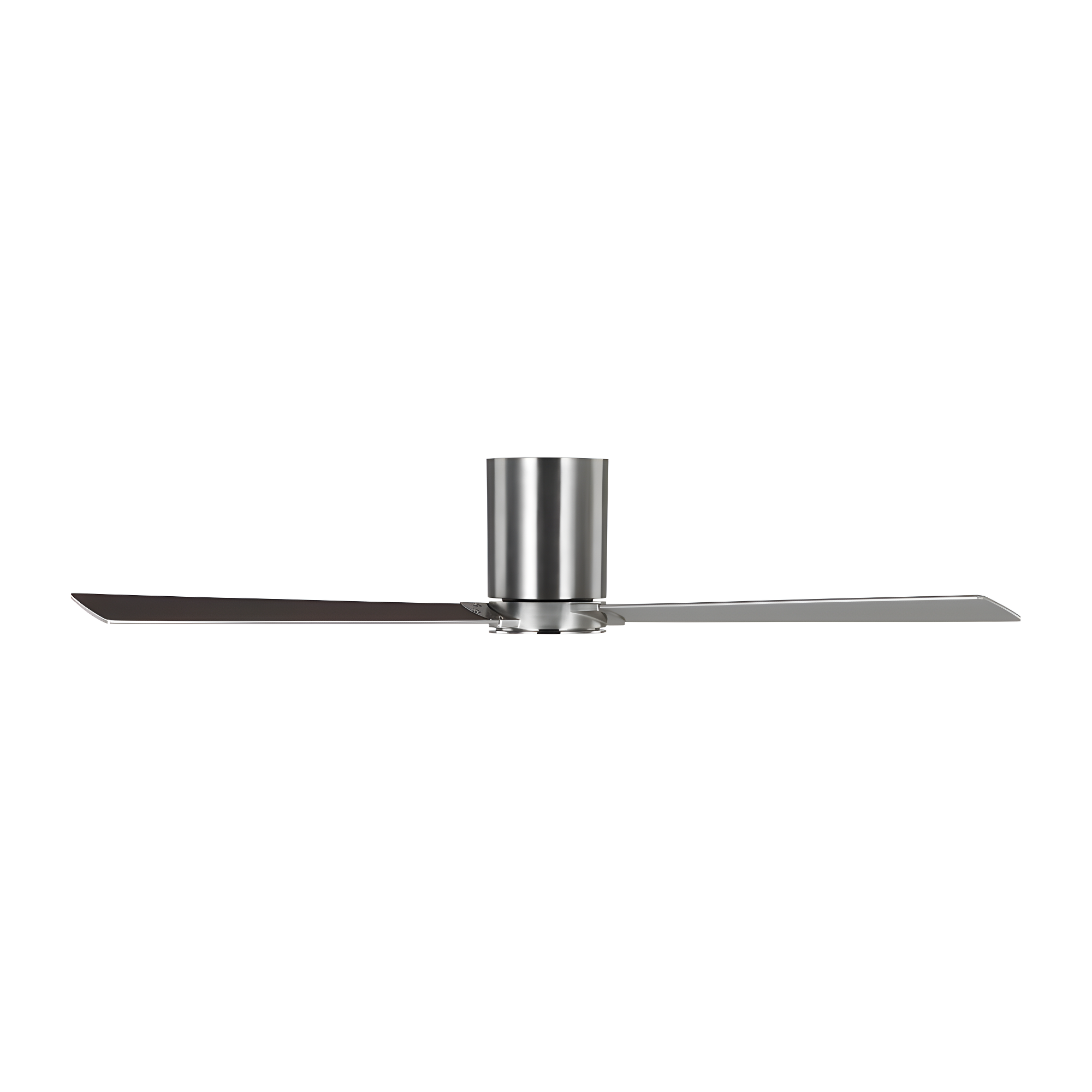 Rozzen 52 in. Modern Hugger Brushed Steel Ceiling Fan with Silver/American Walnut Blades, DC Motor and Remote
