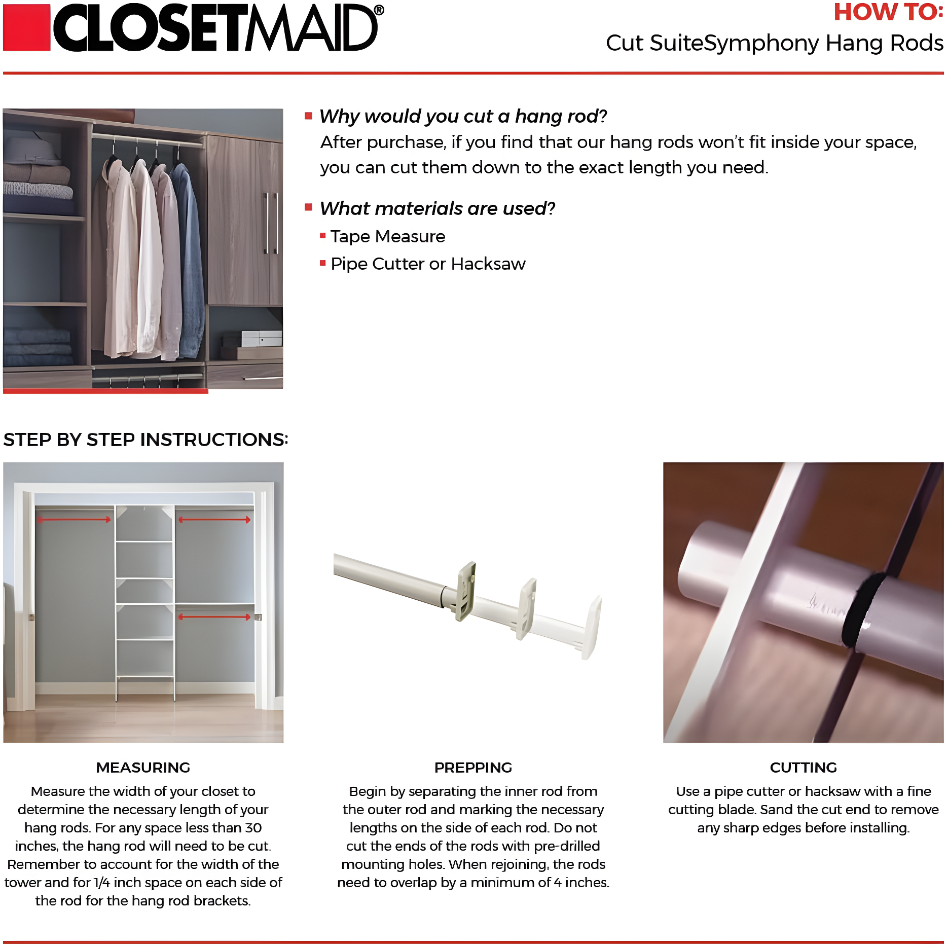 SuiteSymphony 77" to 113" Closet System Starter Kit