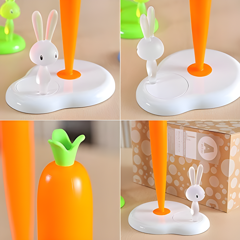 Alessi | Bunny & Carrot ASG42/H R - Design Kitchen Roll Holder, Thermoplastic Resin, White