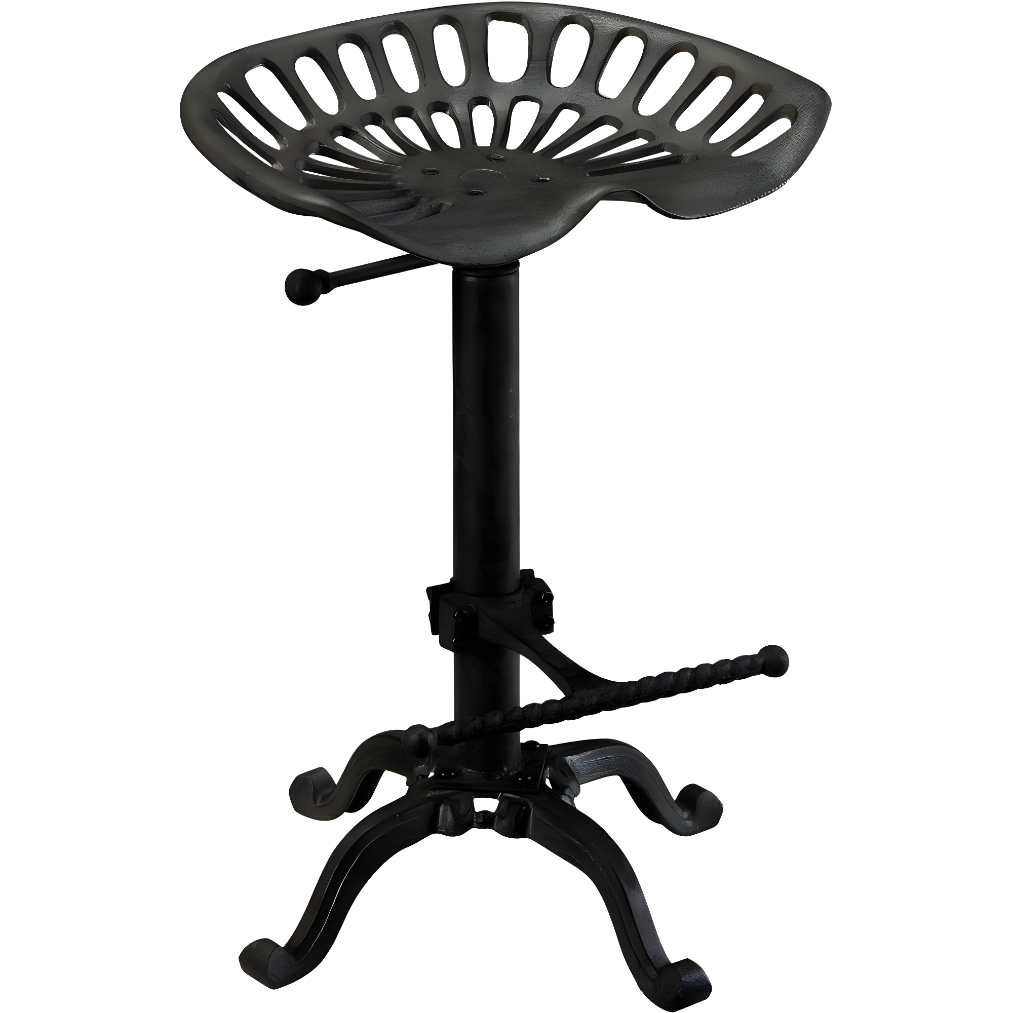 Carolina Living Adjustable Tractor Seat Counter Height Barstool Black: Vintage Style, Iron Base, 22-33" Height
