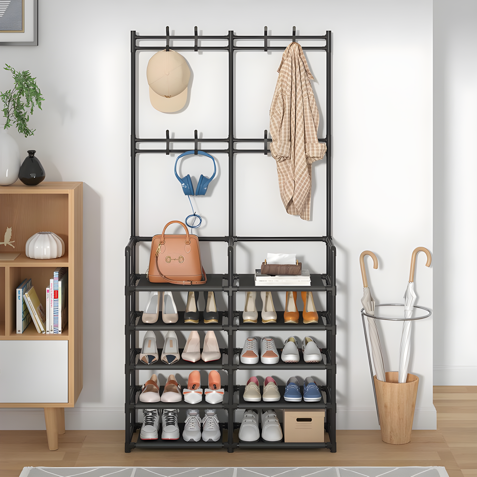 5-Tier Entryway Coat Rack, Coat and Shoe Rack, Entryway Bench Storage