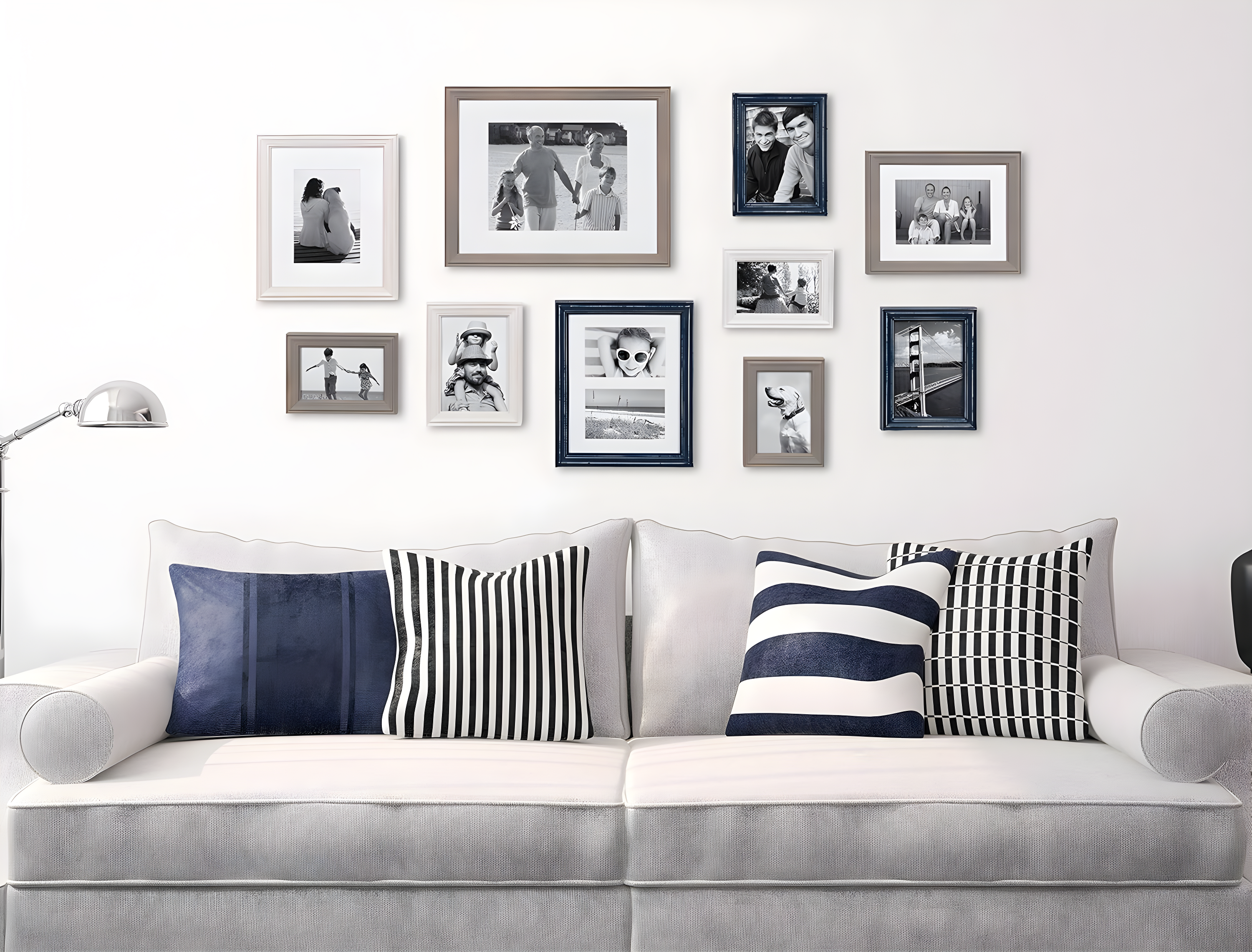 10pc Bordeaux Frame Box Set White/Black/Natural Wood - Kate & Laurel All Things Decor: Wall Display, Multi-Size, Modern Decor