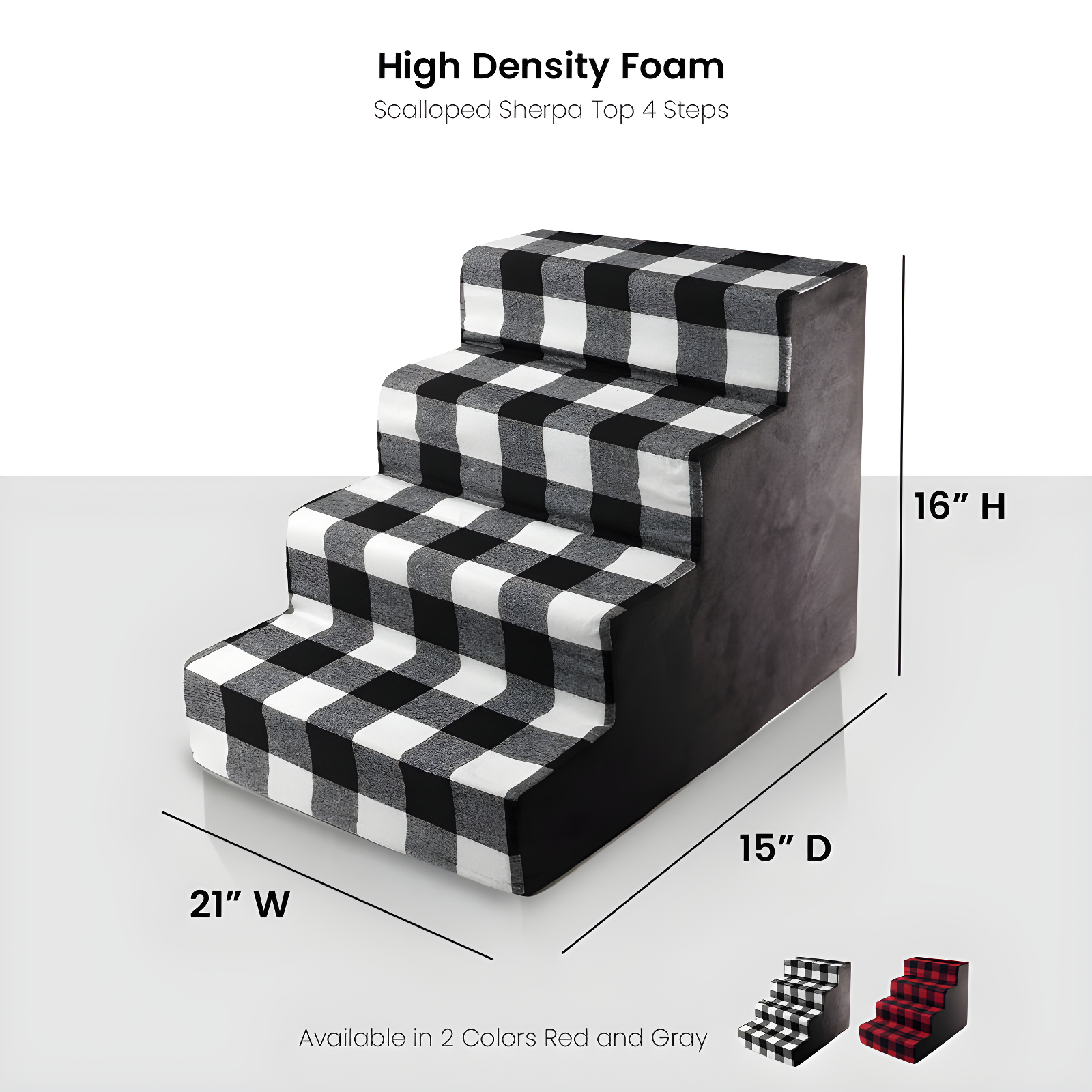 High Density Plaid Foam 4 Steps Pet Dog Stairs